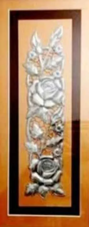 Vtg Signed Floral Rapujado Art Wall Frame image indicator(2)