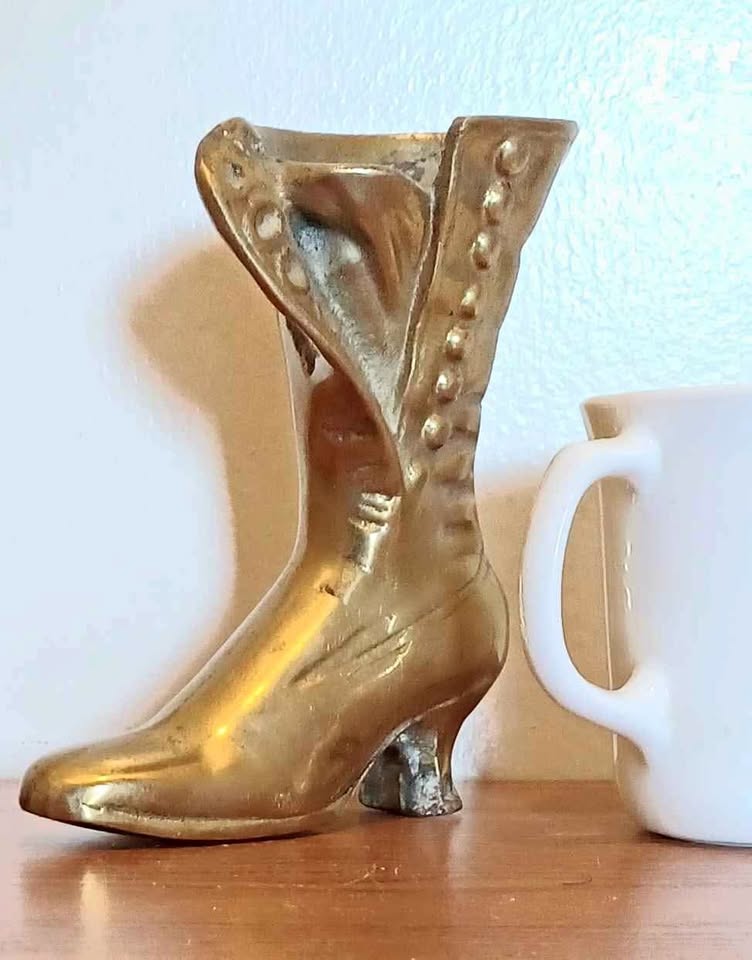 Vtg 1960s Handmade Heavy Brass Victorian Boot