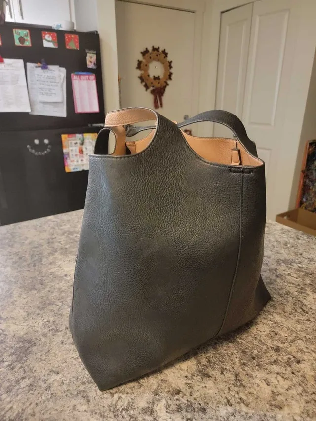 Bucket-Style Real Leather Bag