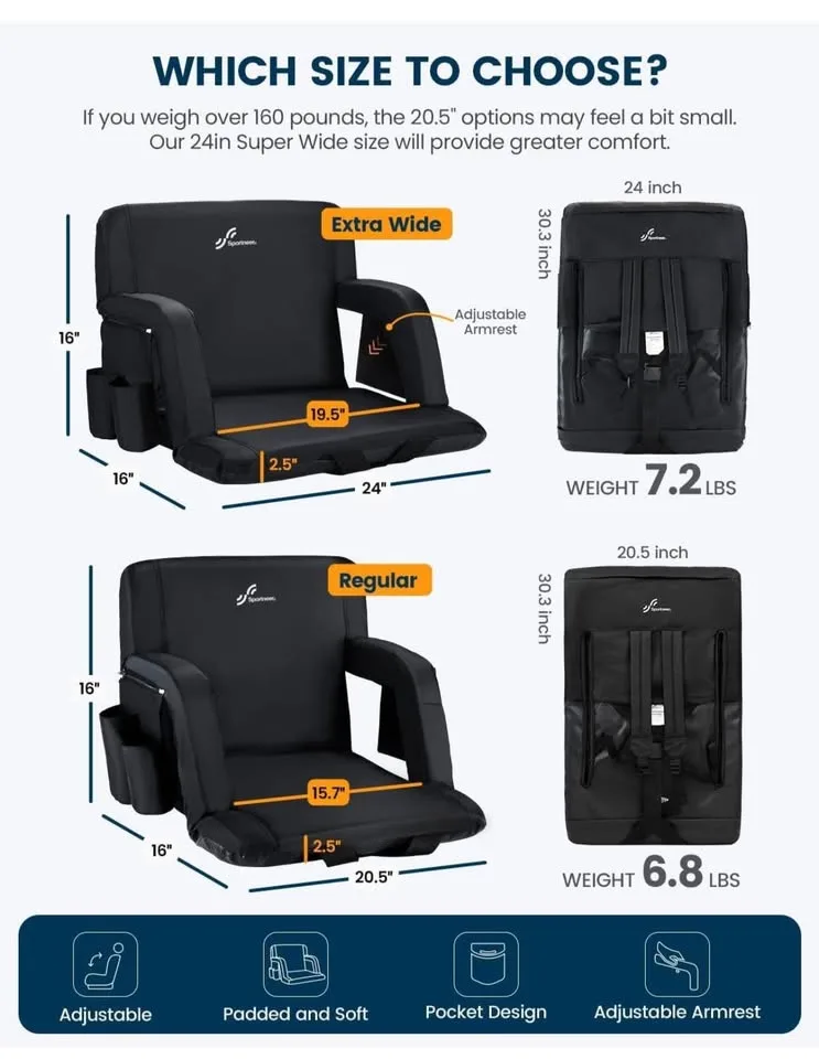 Sportneer Stadium extra wide Seats with Backs image indicator(8)