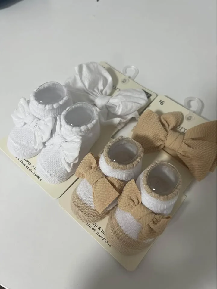 Baby girl head wrap and booties set (0-12 months) image indicator(4)