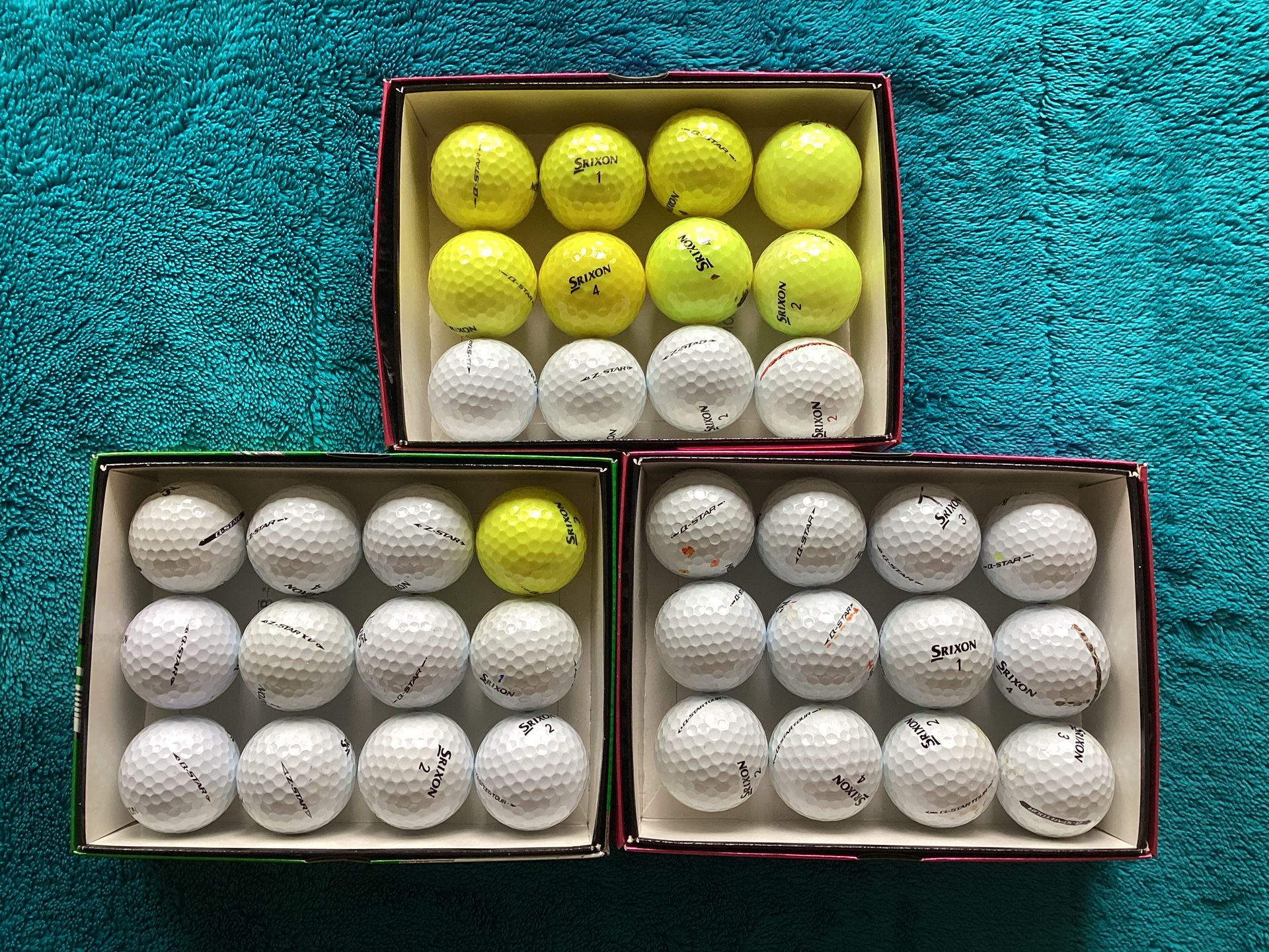 Srixon 3 Dozen Golf Balls -22Q Star, 9 Z Star, 2 Trispeed Tour..