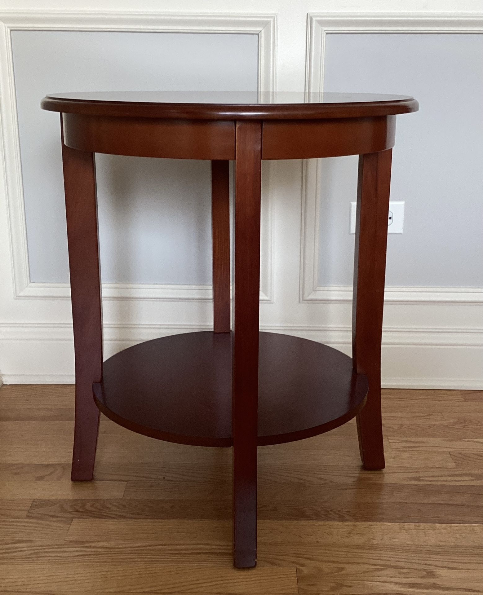 Wooden Round Accent Table Brown with Glass Top - photo 2