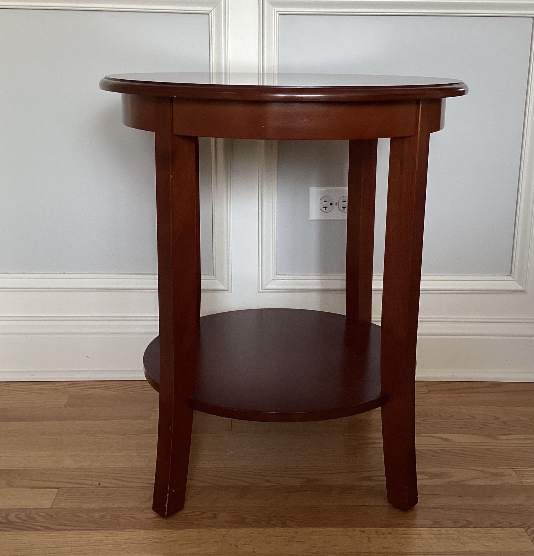 Wooden Round Accent Table Brown with Glass Top - photo 3