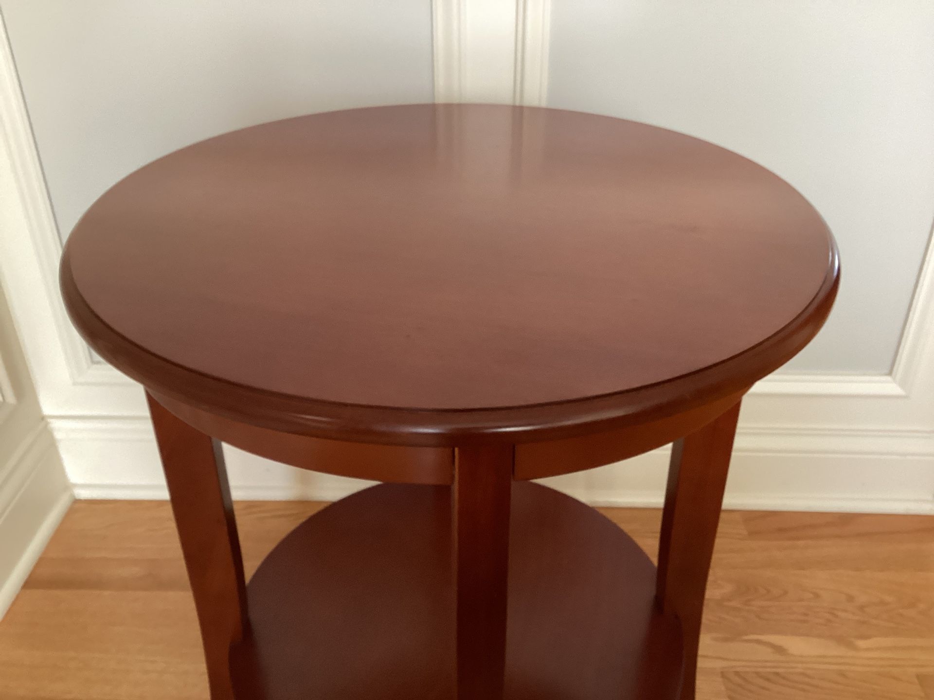 Wooden Round Accent Table Brown with Glass Top - photo 4