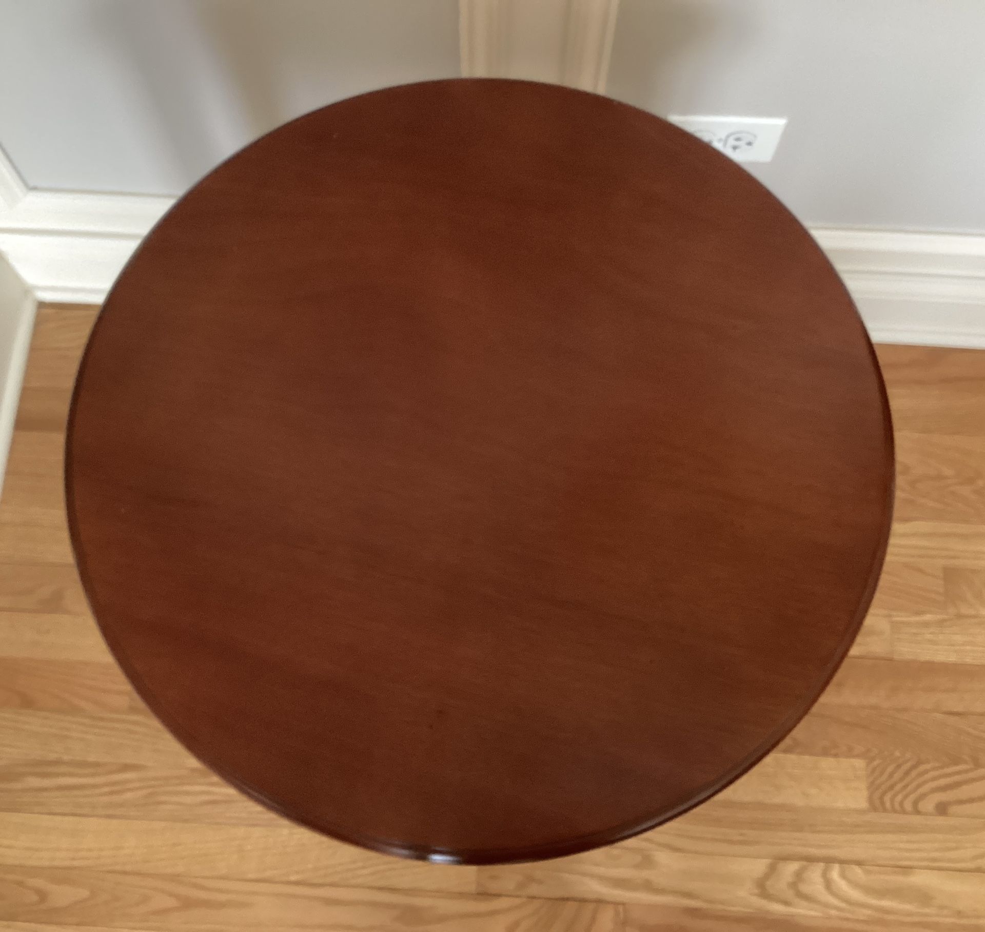 Wooden Round Accent Table Brown with Glass Top - photo 5