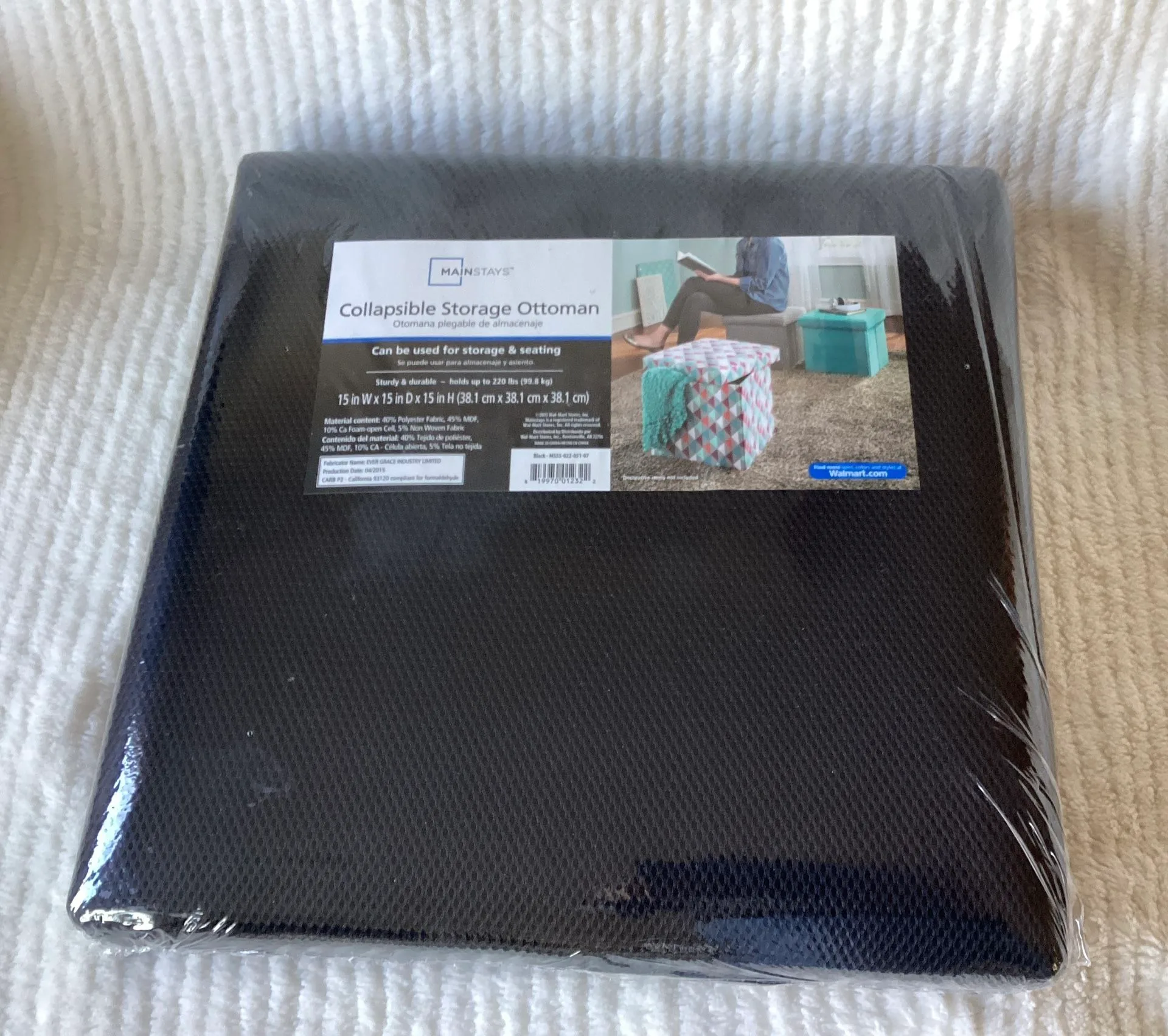 Storage Ottoman Collapsible -Holds Up To 220Lbs Black NEW! image indicator(4)