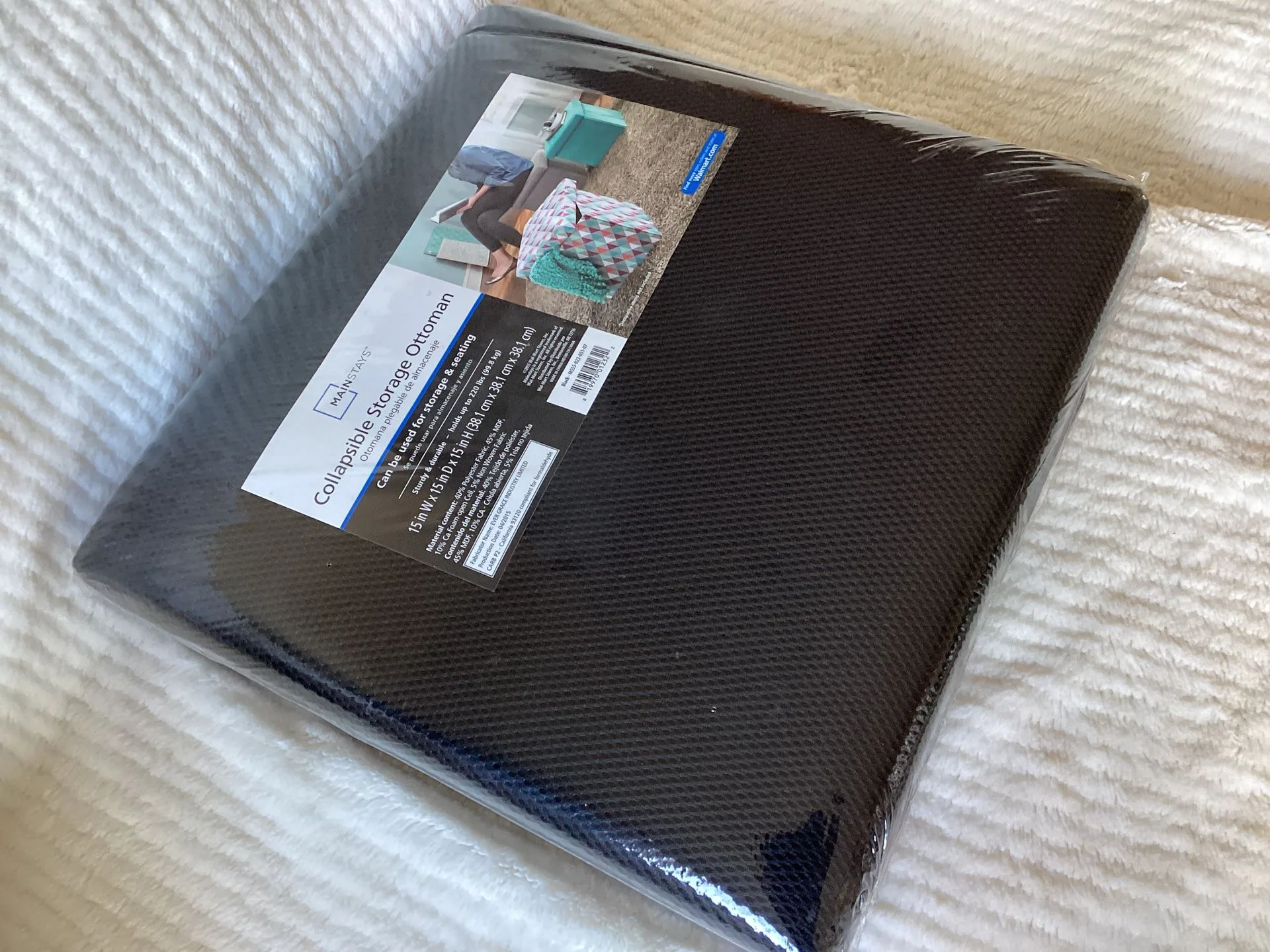 Storage Ottoman Collapsible -Holds Up To 220Lbs Black NEW! image indicator(7)