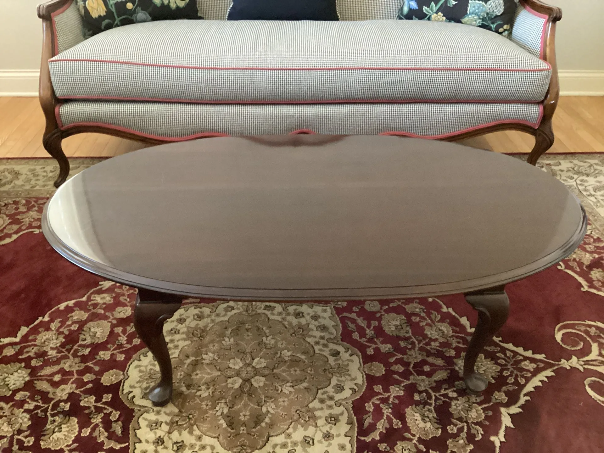 Ethan Allen Oval Cherry Coffee Table 17.5”H x 48”L x28”W image indicator(3)