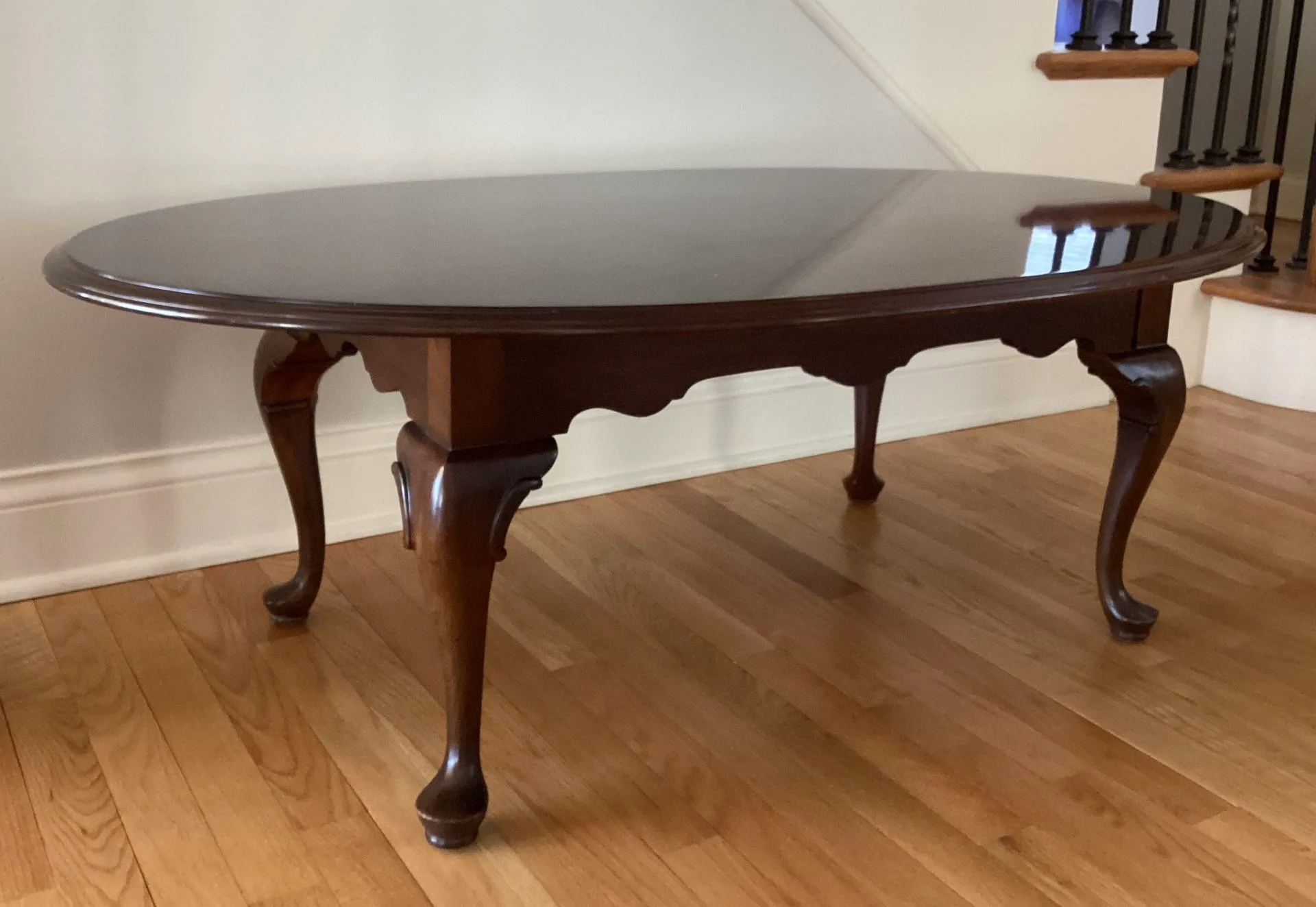 Ethan Allen Oval Cherry Coffee Table 17.5”H x 48”L x28”W image indicator(6)