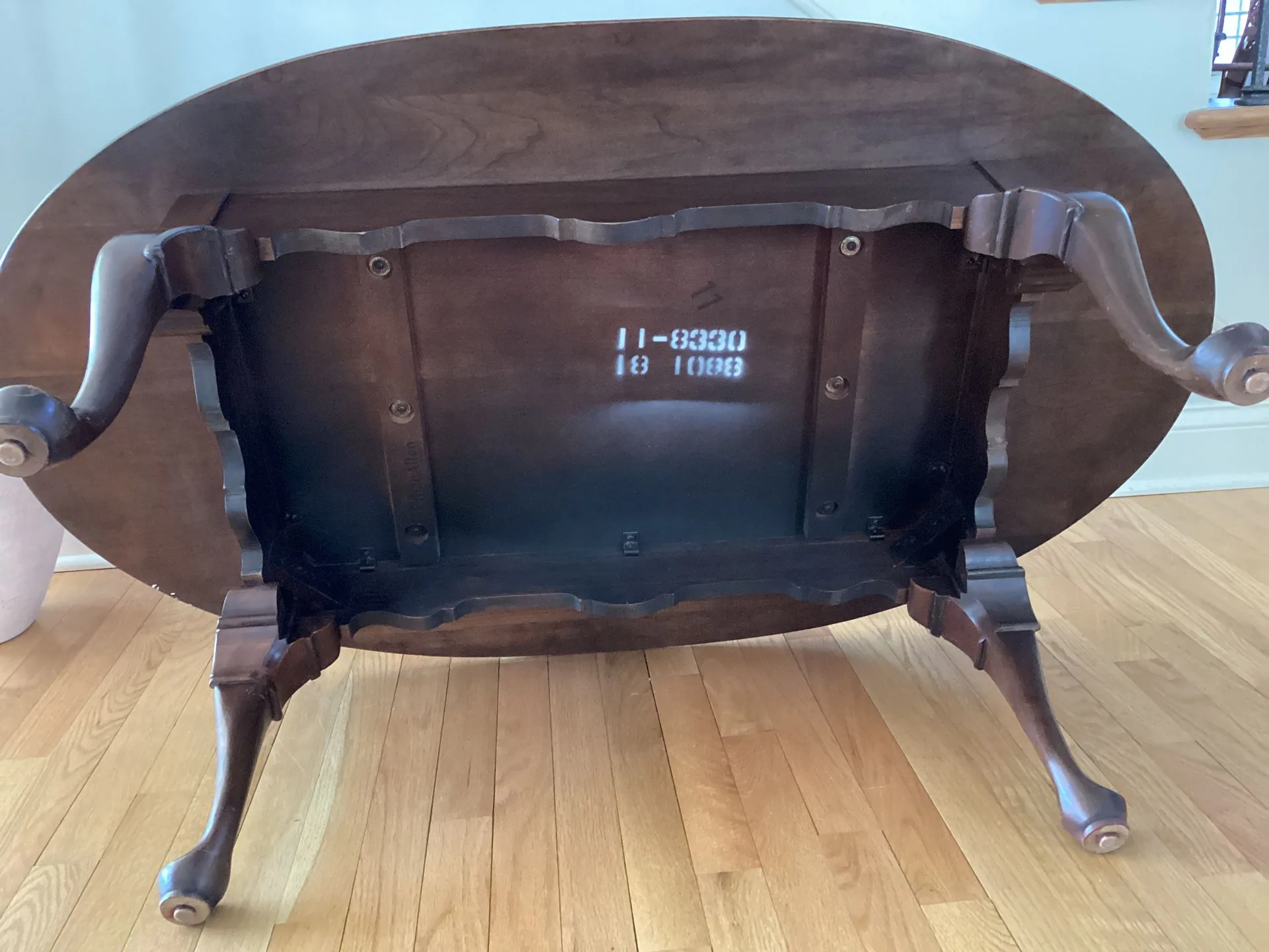 Ethan Allen Oval Cherry Coffee Table 17.5”H x 48”L x28”W image indicator(10)