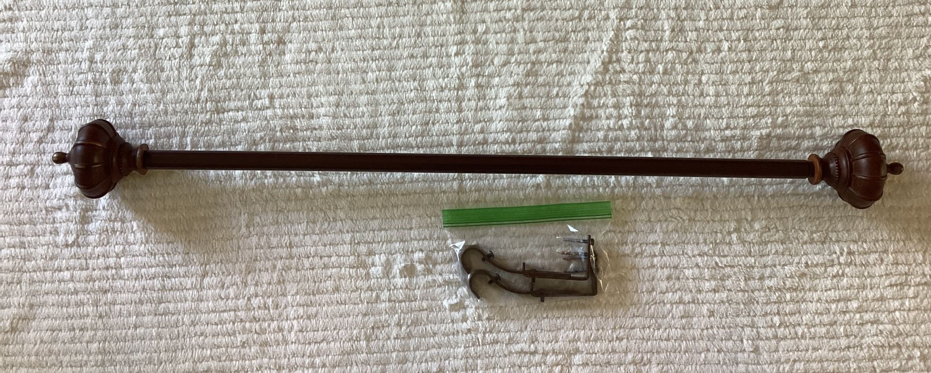Curtain Drapery Rod with Brackets Metal&Resin Finial Bronze 25”~