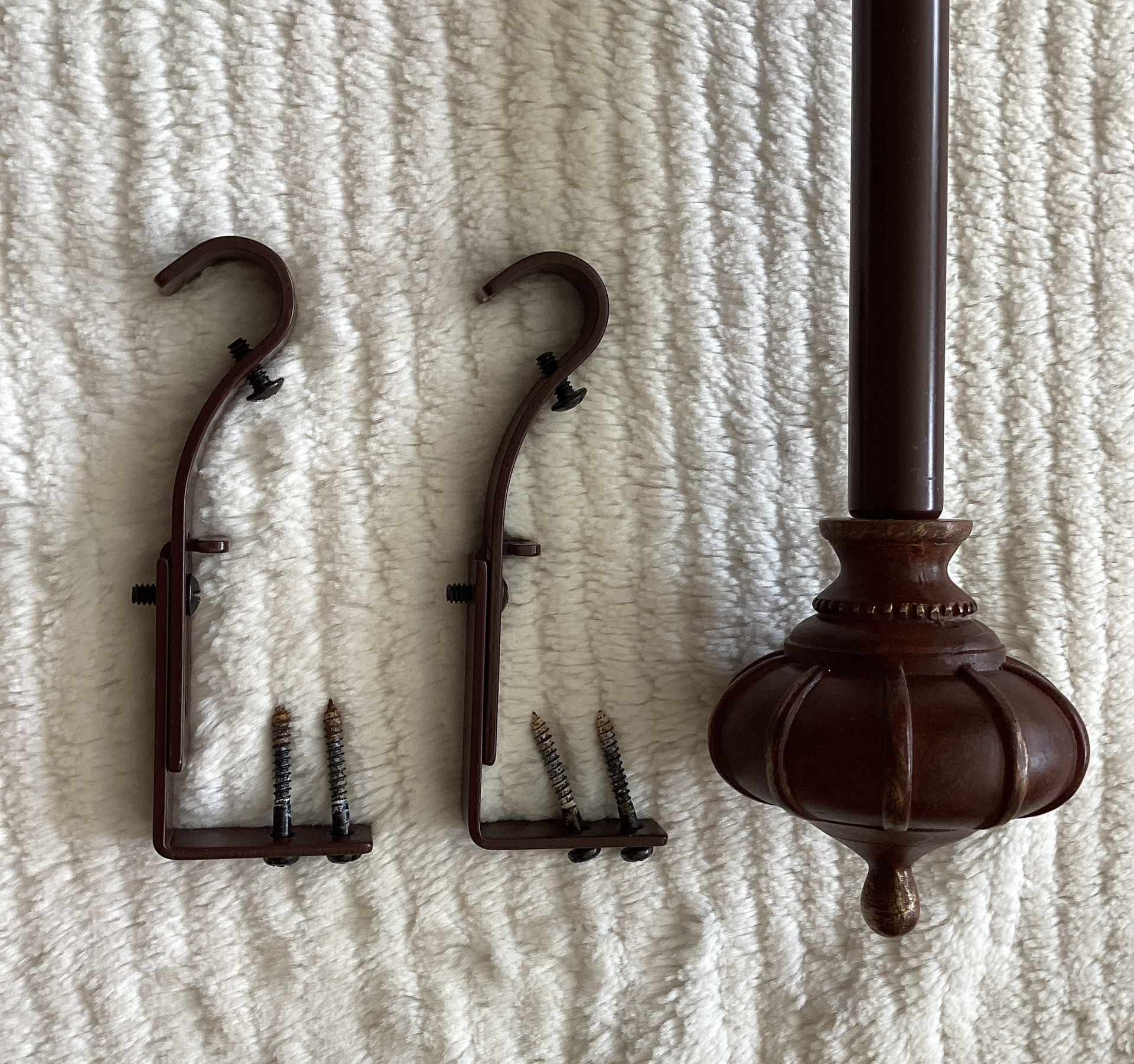 Curtain Drapery Rod with Brackets Metal&Resin Finial Bronze 25”~ - photo 3