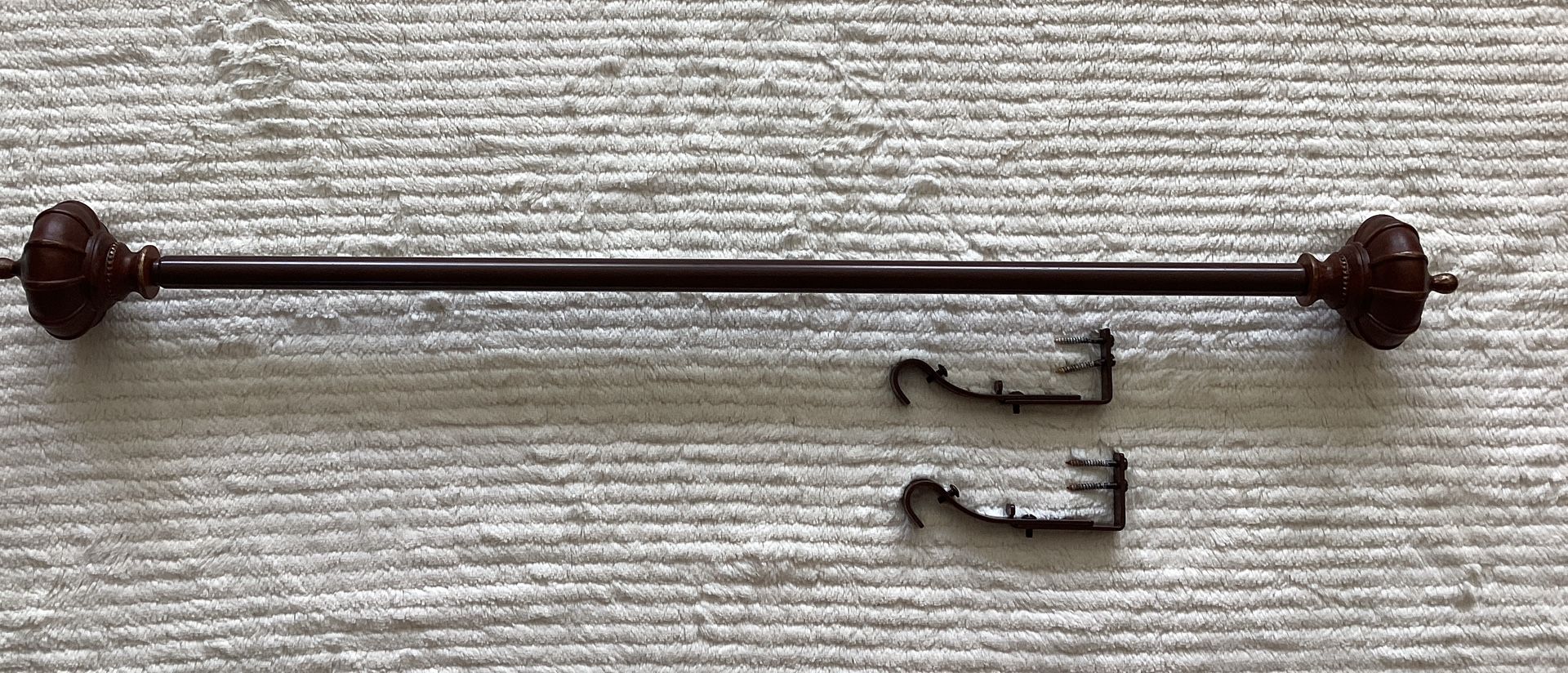 Curtain Drapery Rod with Brackets Metal&Resin Finial Bronze 25”~ - photo 4