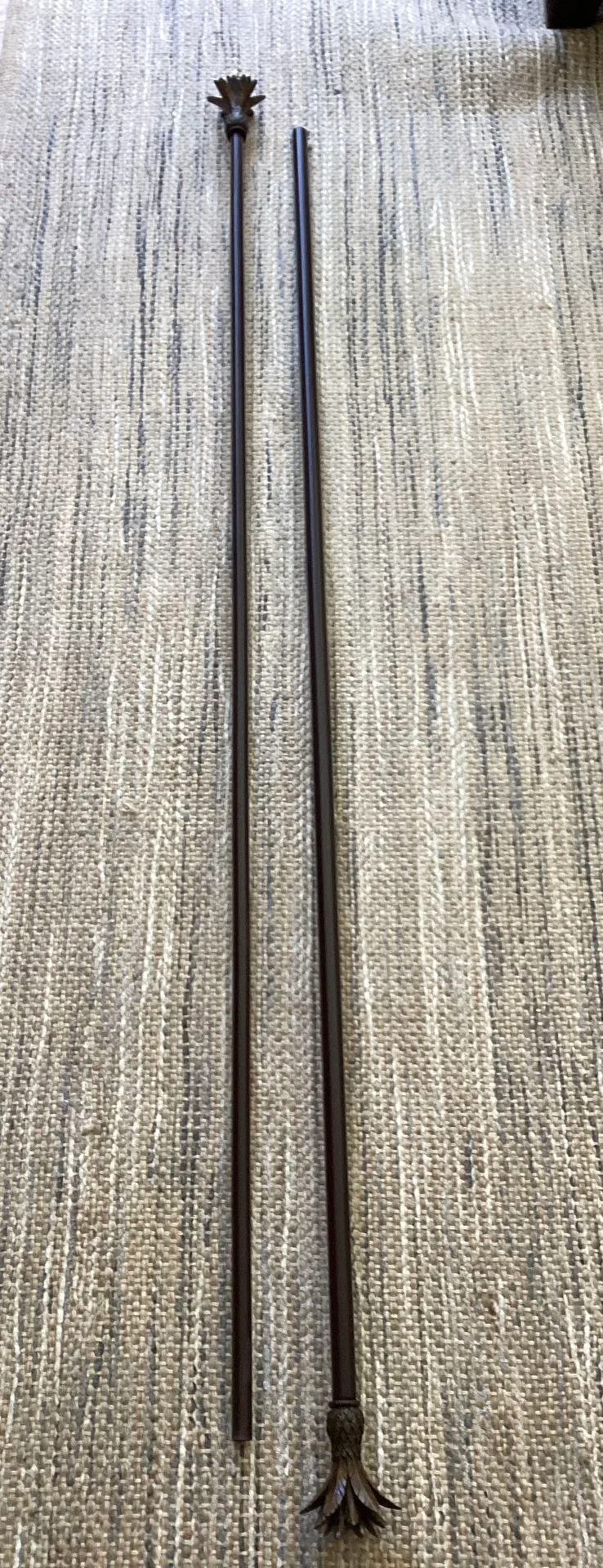 Curtain Rod Drapery Rod Bronze Color Metal Pineapple Ends 57”~10 image indicator(2)