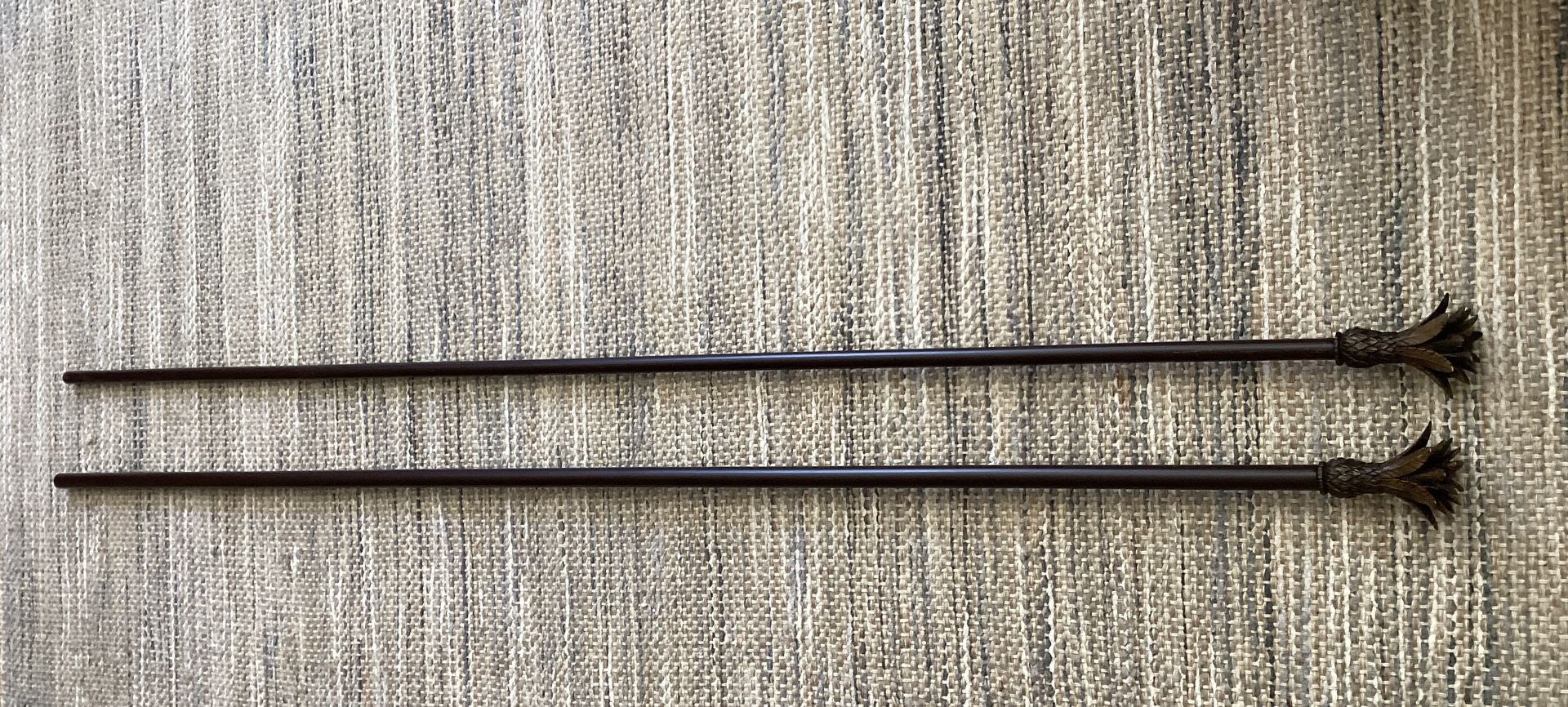 Curtain Rod Drapery Rod Bronze Color Metal Pineapple Ends 57”~10 - photo 3