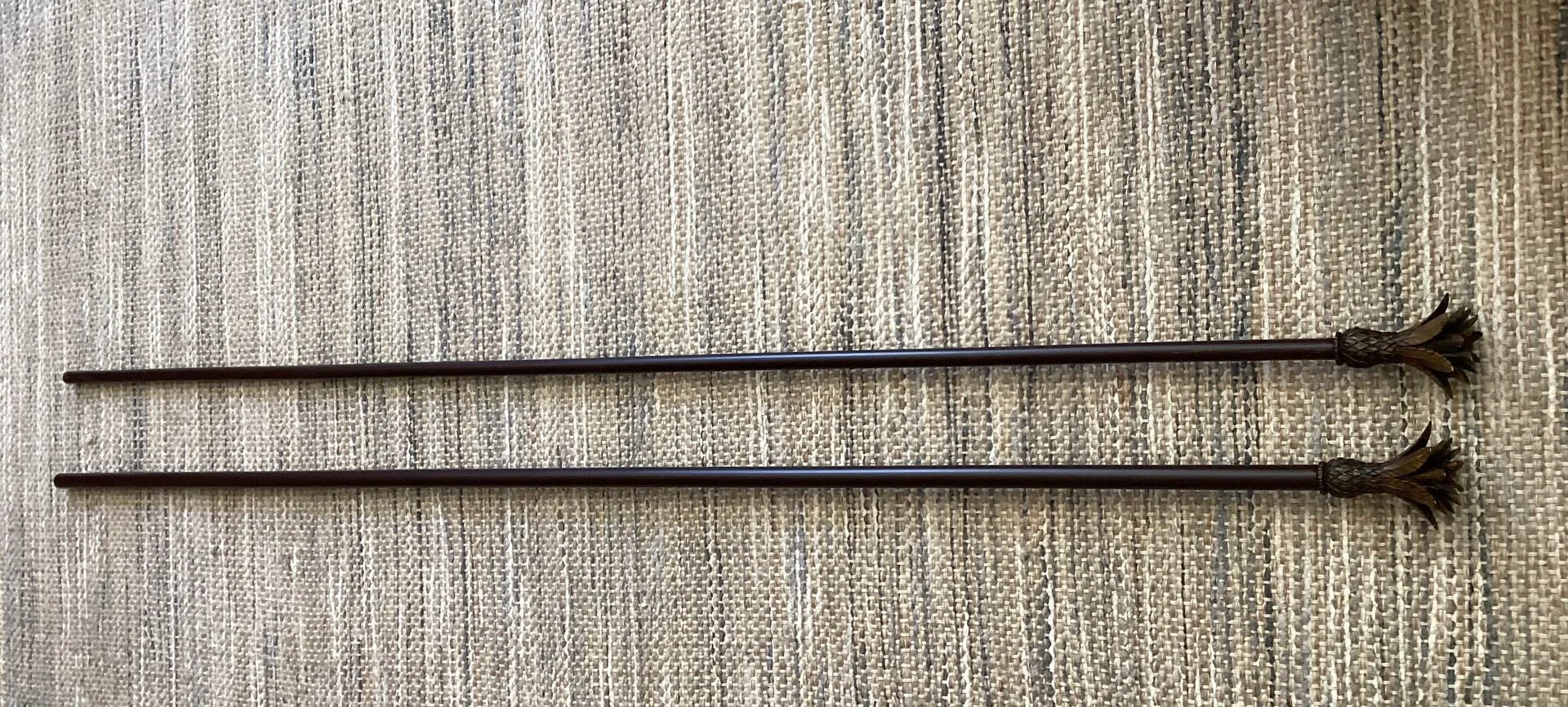 Curtain Rod Drapery Rod Bronze Color Metal Pineapple Ends 57”~10 image indicator(3)