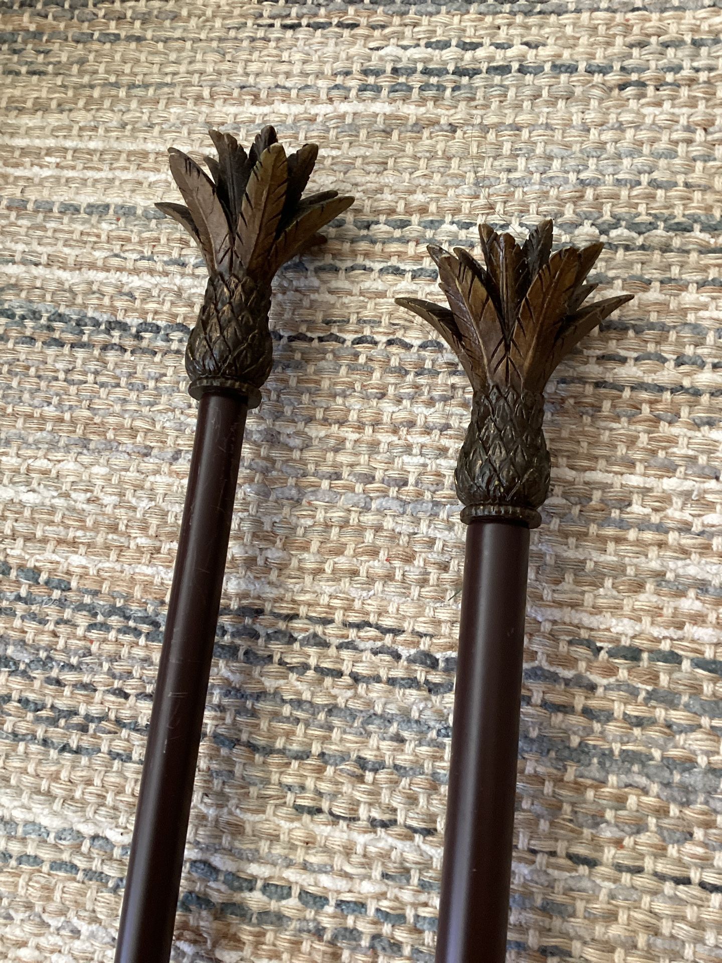 Curtain Rod Drapery Rod Bronze Color Metal Pineapple Ends 57”~10 - photo 4
