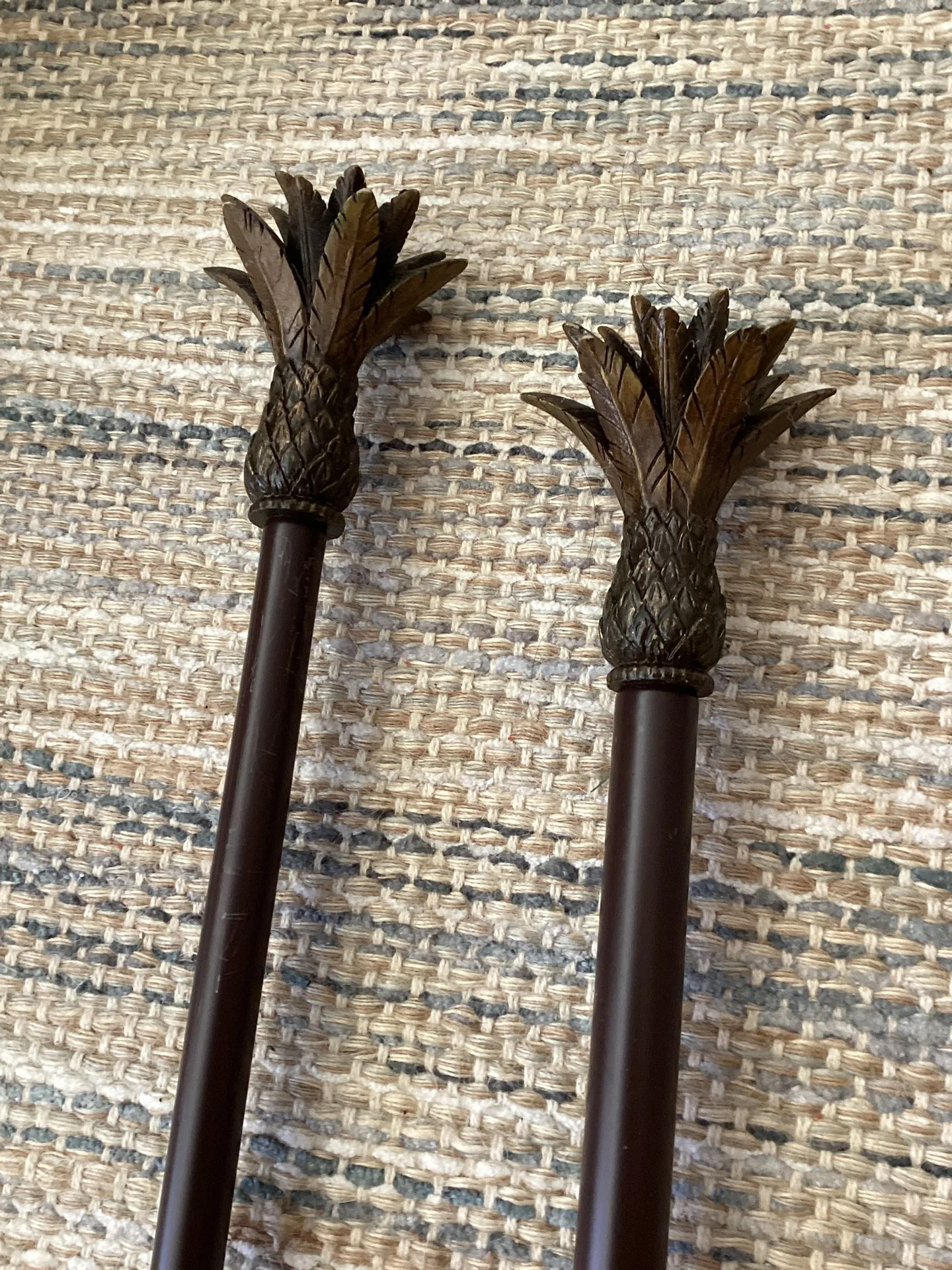 Curtain Rod Drapery Rod Bronze Color Metal Pineapple Ends 57”~10 image indicator(4)