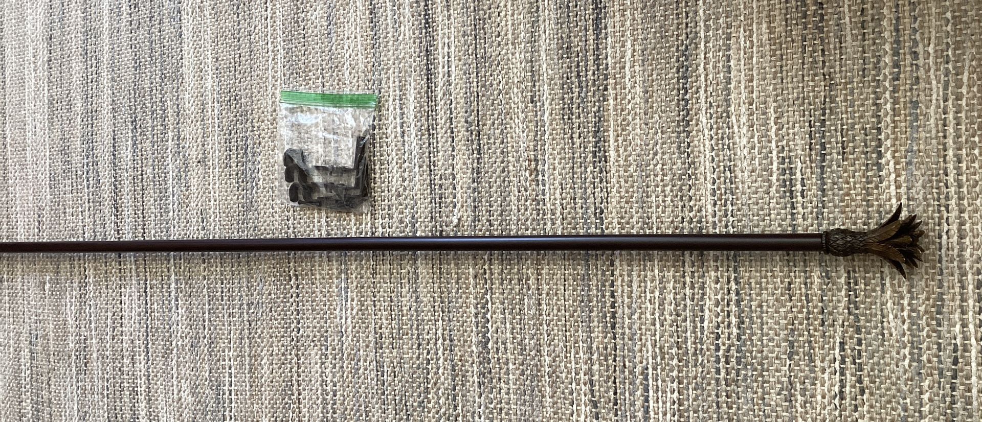 Curtain Rod Drapery Rod Bronze Color Metal Pineapple Ends 57”~10 - photo 5