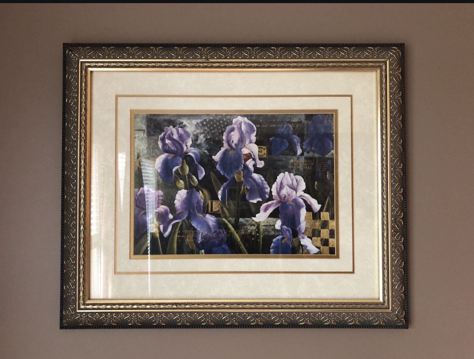Glass Framed Flower Printing Wall Decor