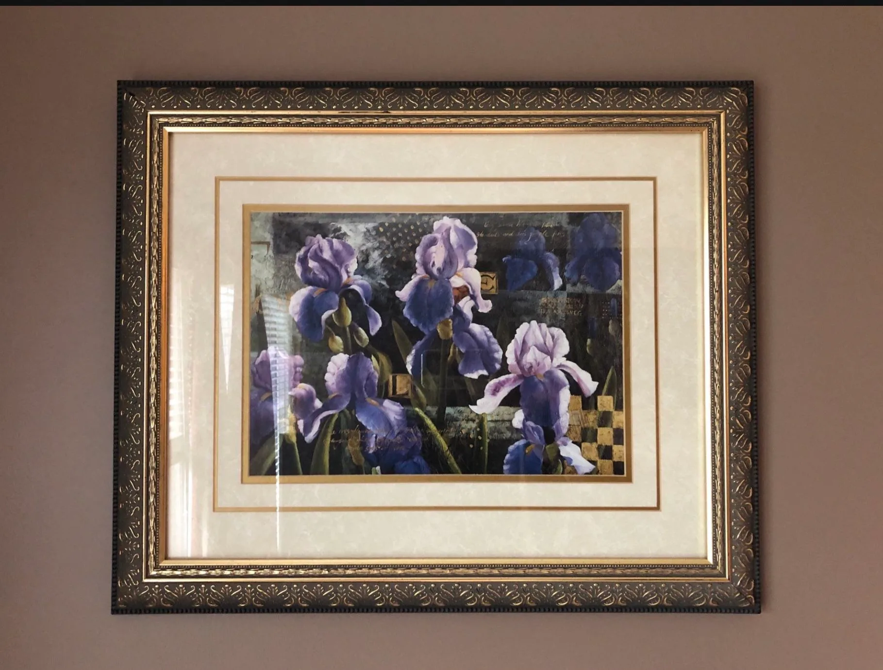 Glass Framed Flower Printing Wall Decor thumbnail