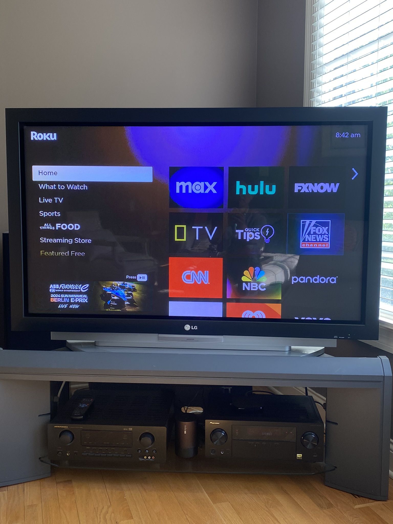 60” LG Plasma+AV Receiver+Stand