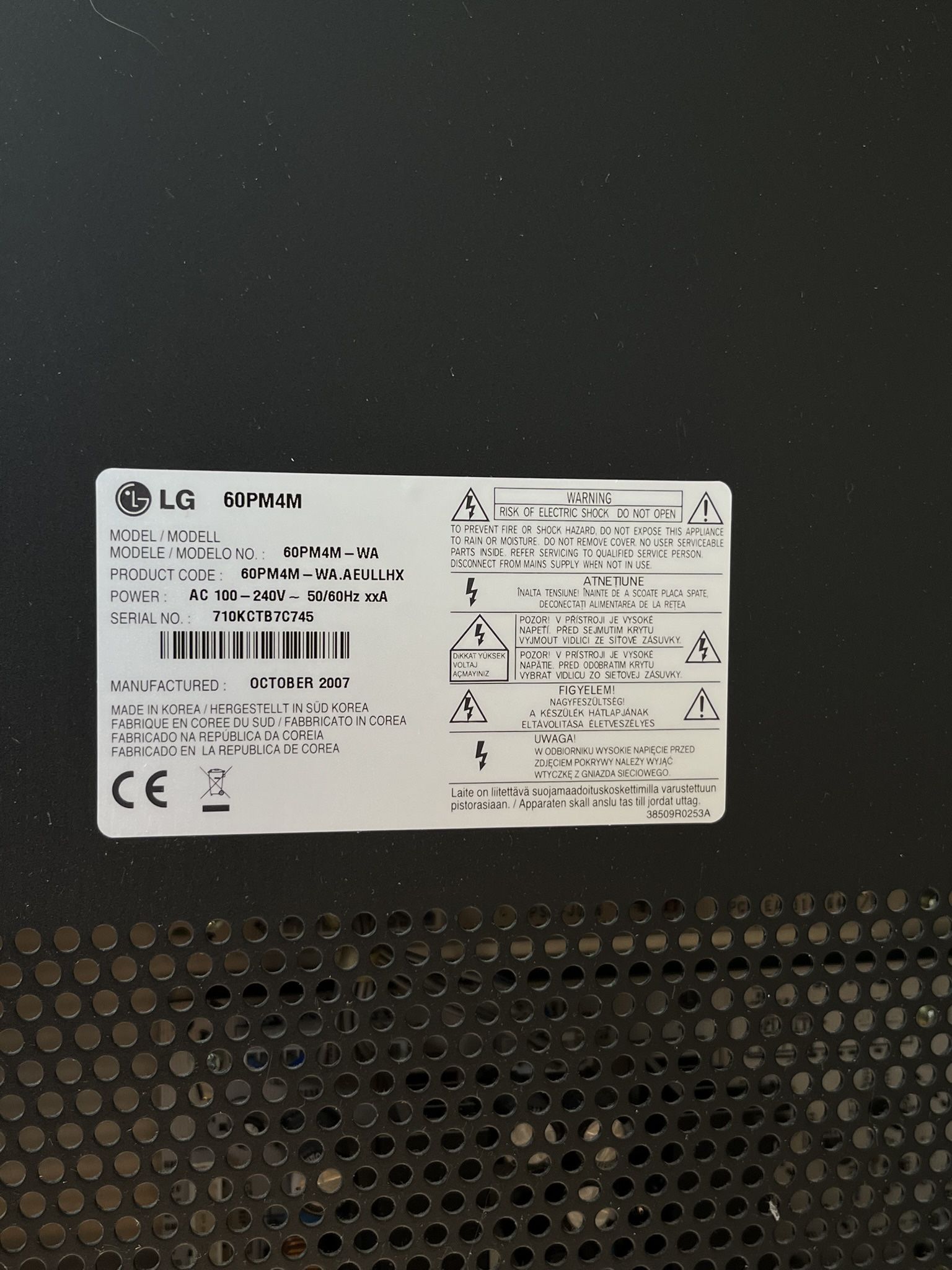 60” LG Plasma+AV Receiver+Stand - photo 4