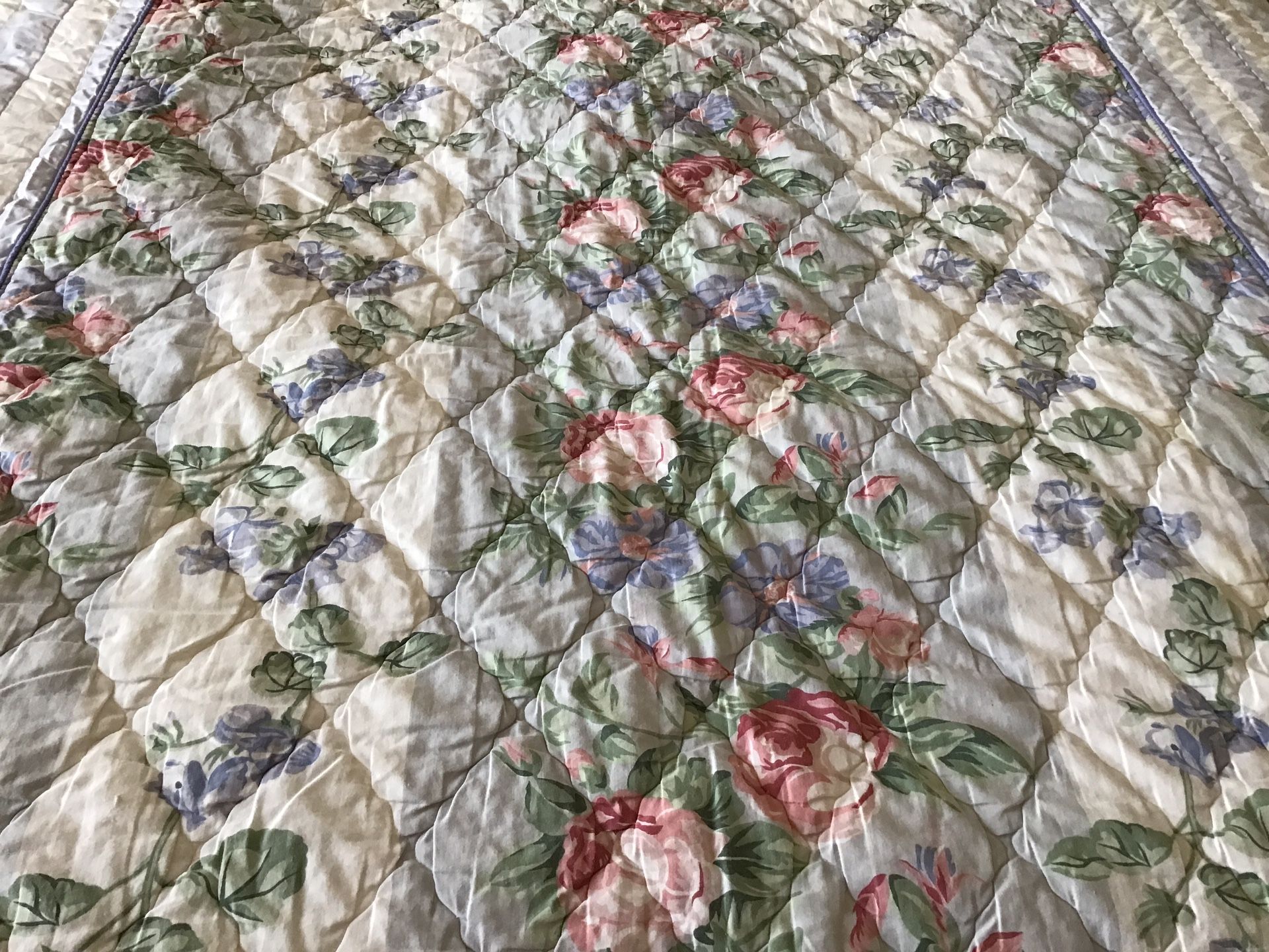 Floral / Stripe Full Duvet Cover Cotton Padded Full Zip Closure - photo 4