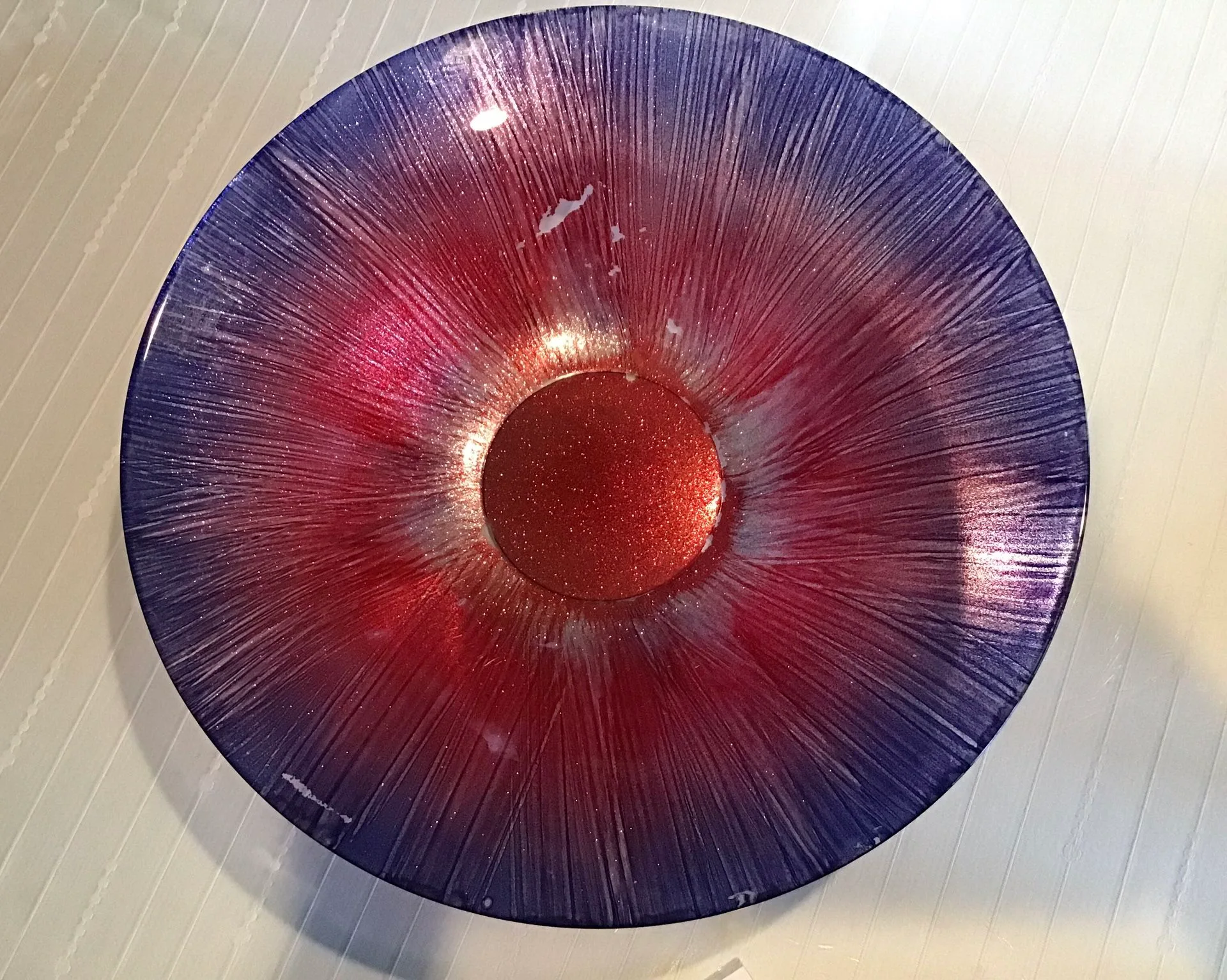 Red Big Glitter Glass Bowl For Storage and Decor -Any Fruit And thumbnail