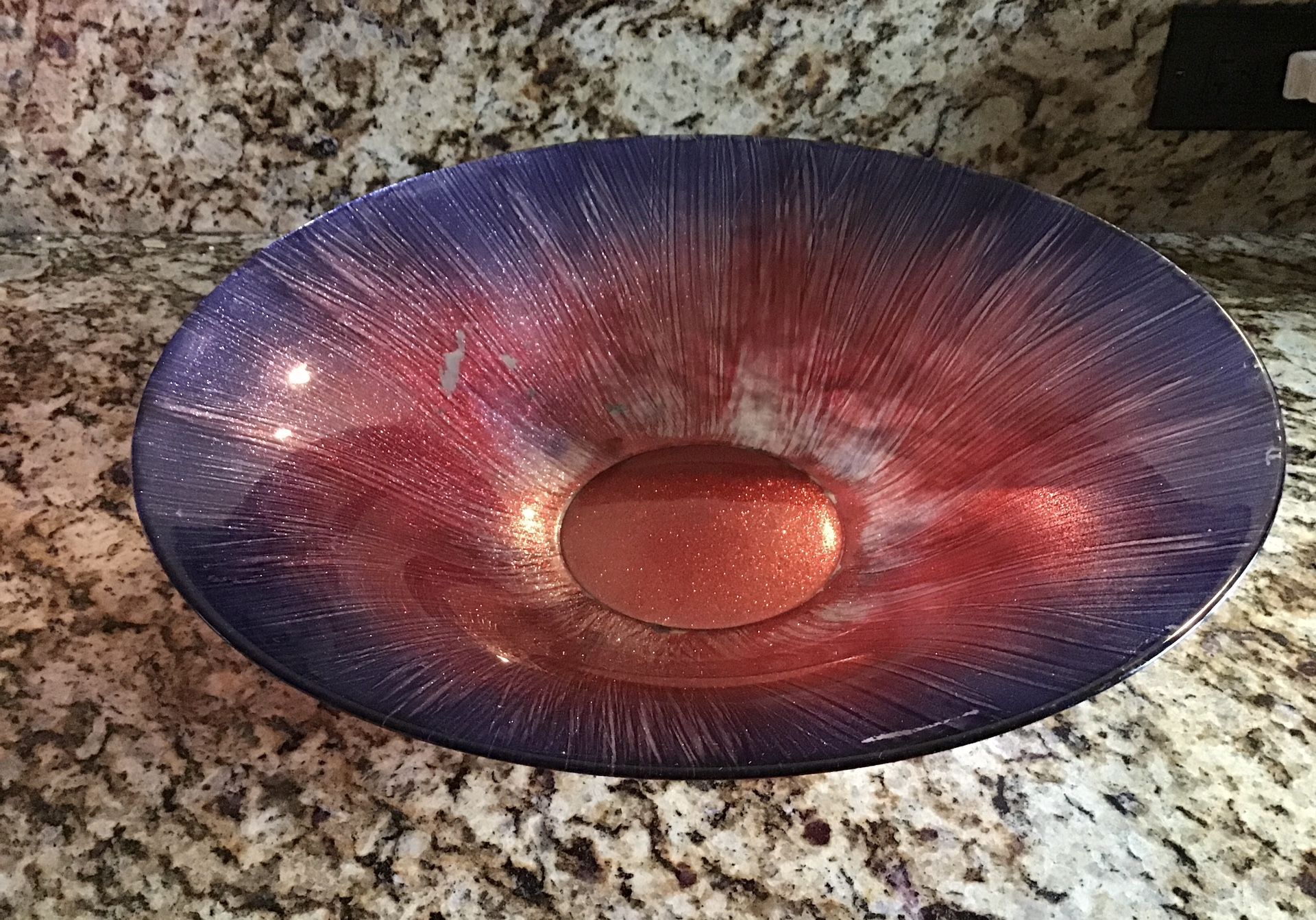 Red Big Glitter Glass Bowl For Storage and Decor -Any Fruit And - photo 2
