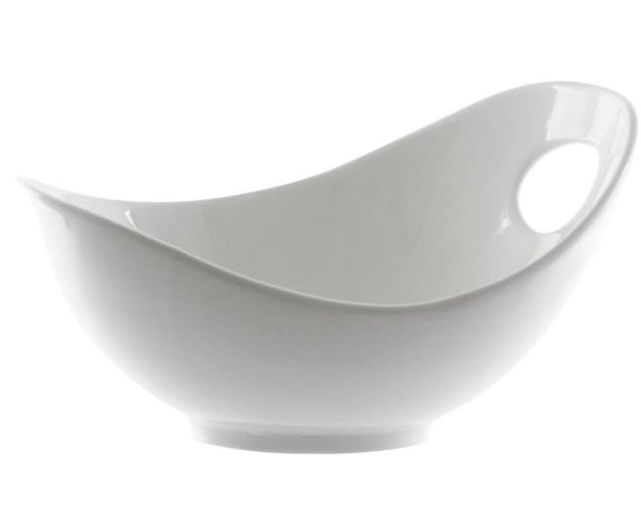 Oval Curve Design Serving Bowl With Handle Porcelain White (6pcs - photo 3