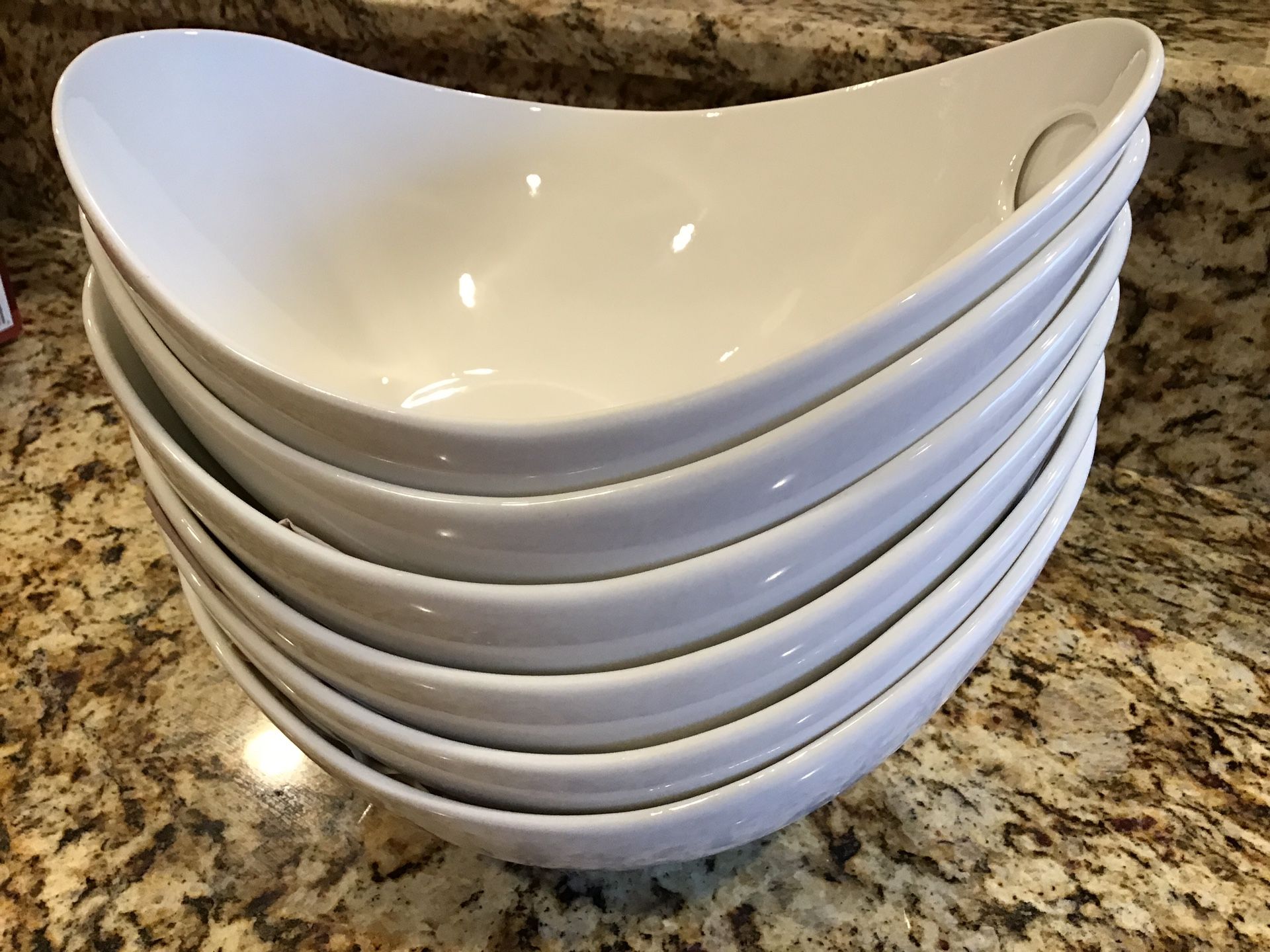 Oval Curve Design Serving Bowl With Handle Porcelain White (6pcs - photo 4