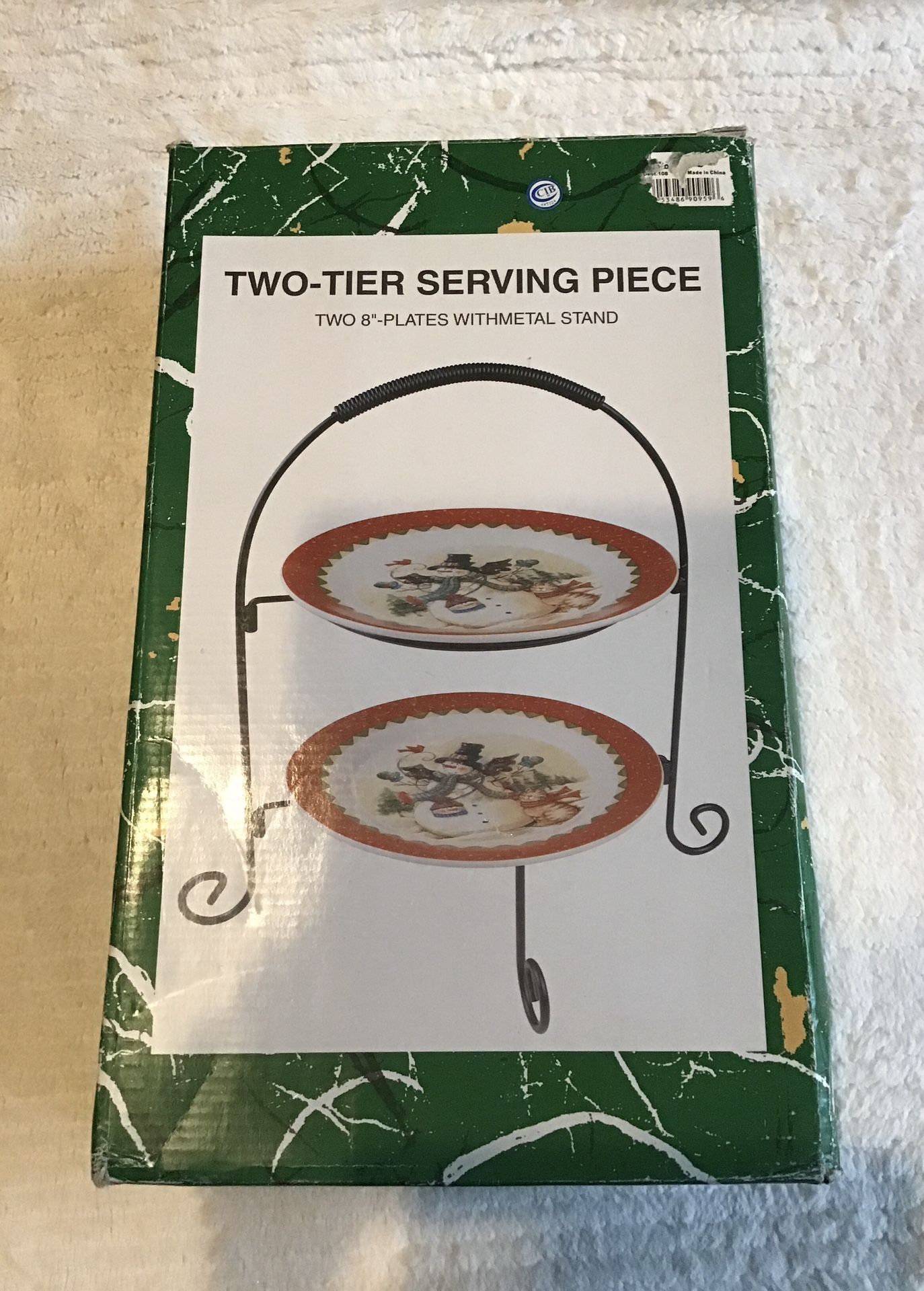 Two Tier Serving Party Plates With Metal Stand - photo 2