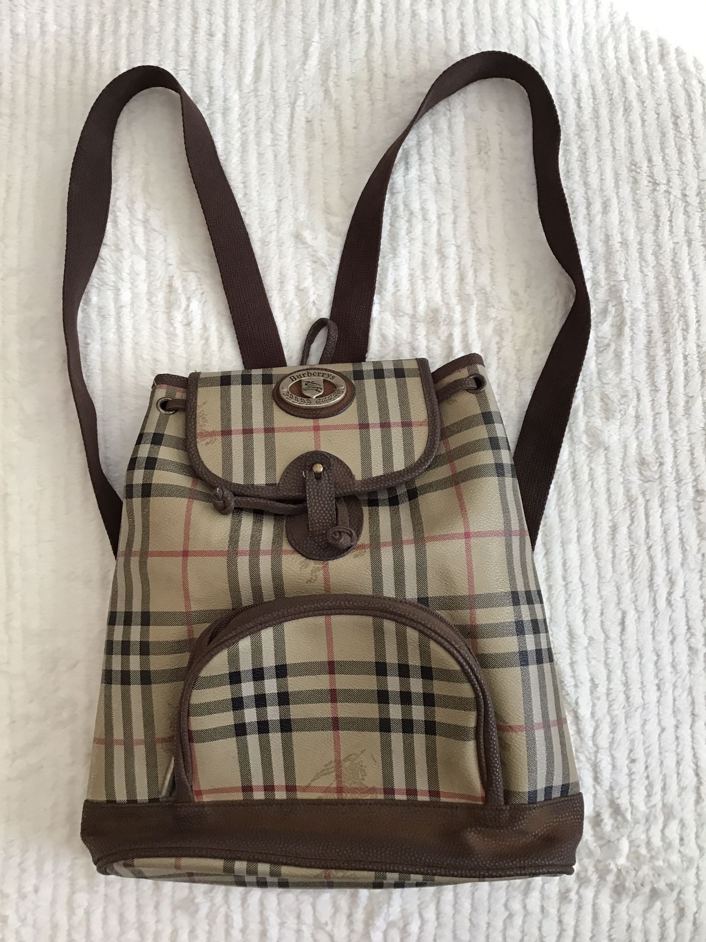 Women ‘s Designer Style Backpack Brown Plaid Check