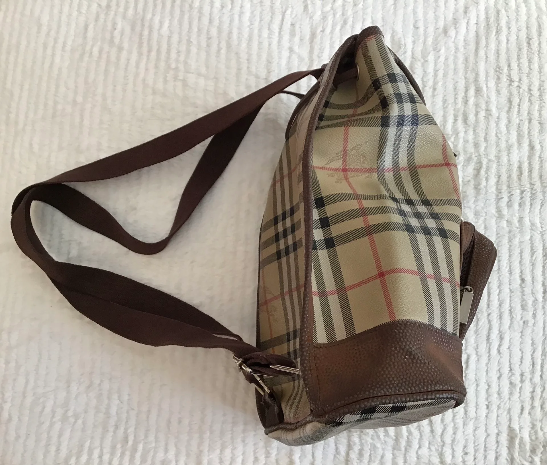 Women ‘s Designer Style Backpack Brown Plaid Check image indicator(4)