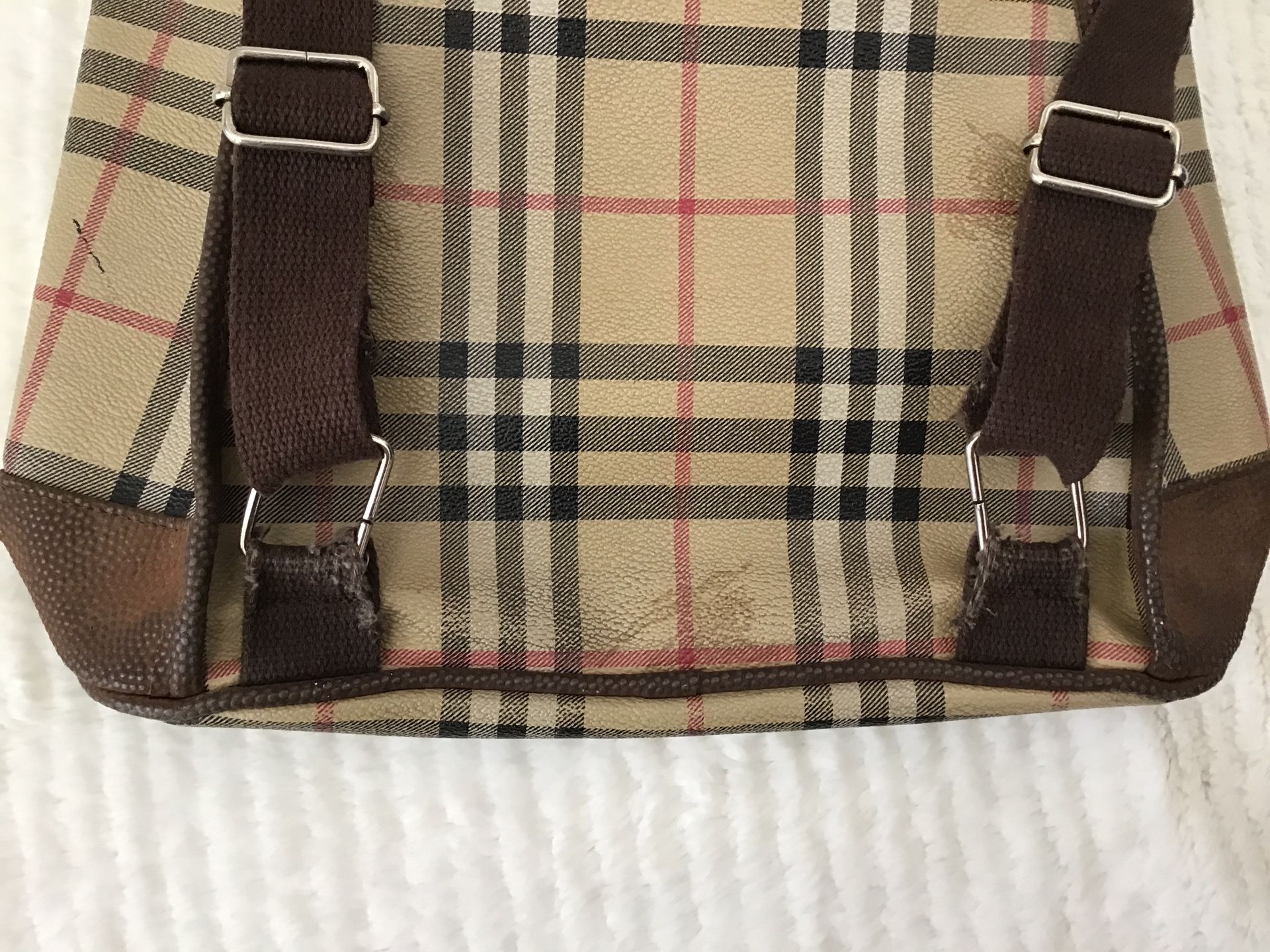 Women ‘s Designer Style Backpack Brown Plaid Check - photo 5