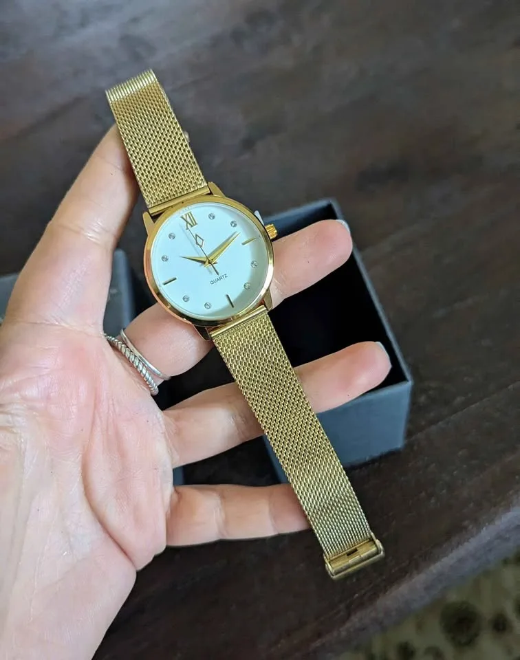 NIC & SID Gold tone watch w/Swarovski crystals image indicator(2)