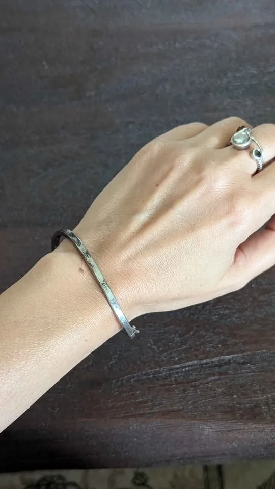 Solid Sterling silver Bangle with lock image indicator(3)