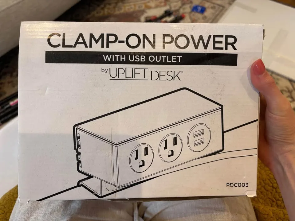 Clamp-On or Under-Mount Power with USB by Uplift Desk- New
