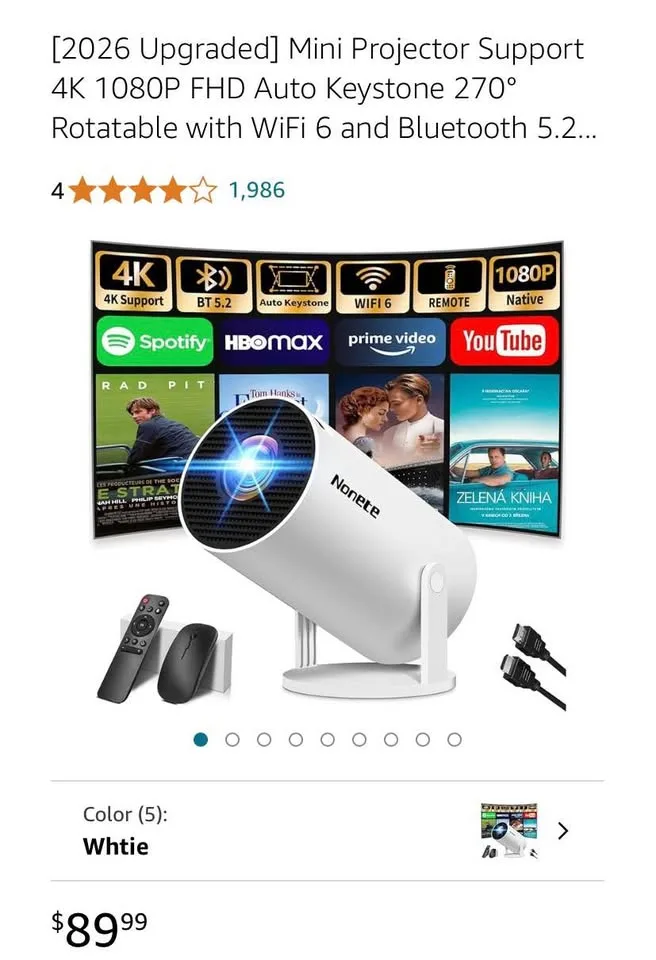 [2026 Upgraded] Mini Projector Support 4K 1080P FHD image indicator(5)