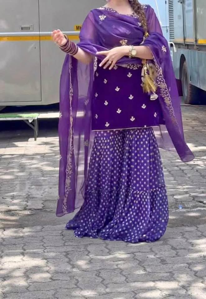 Velvet gharara suit