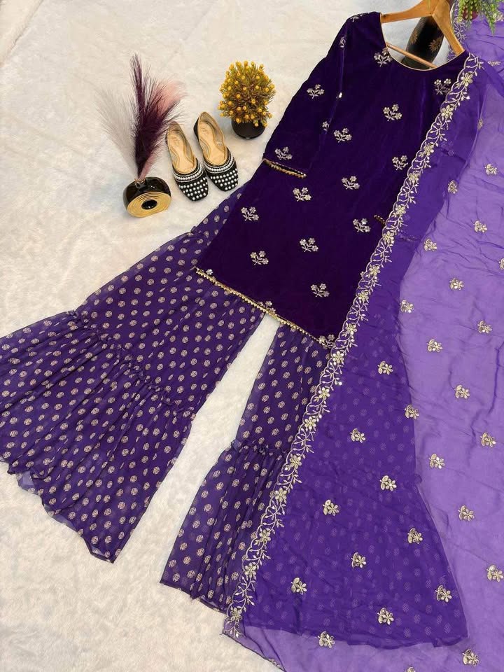 Velvet gharara suit - photo 3