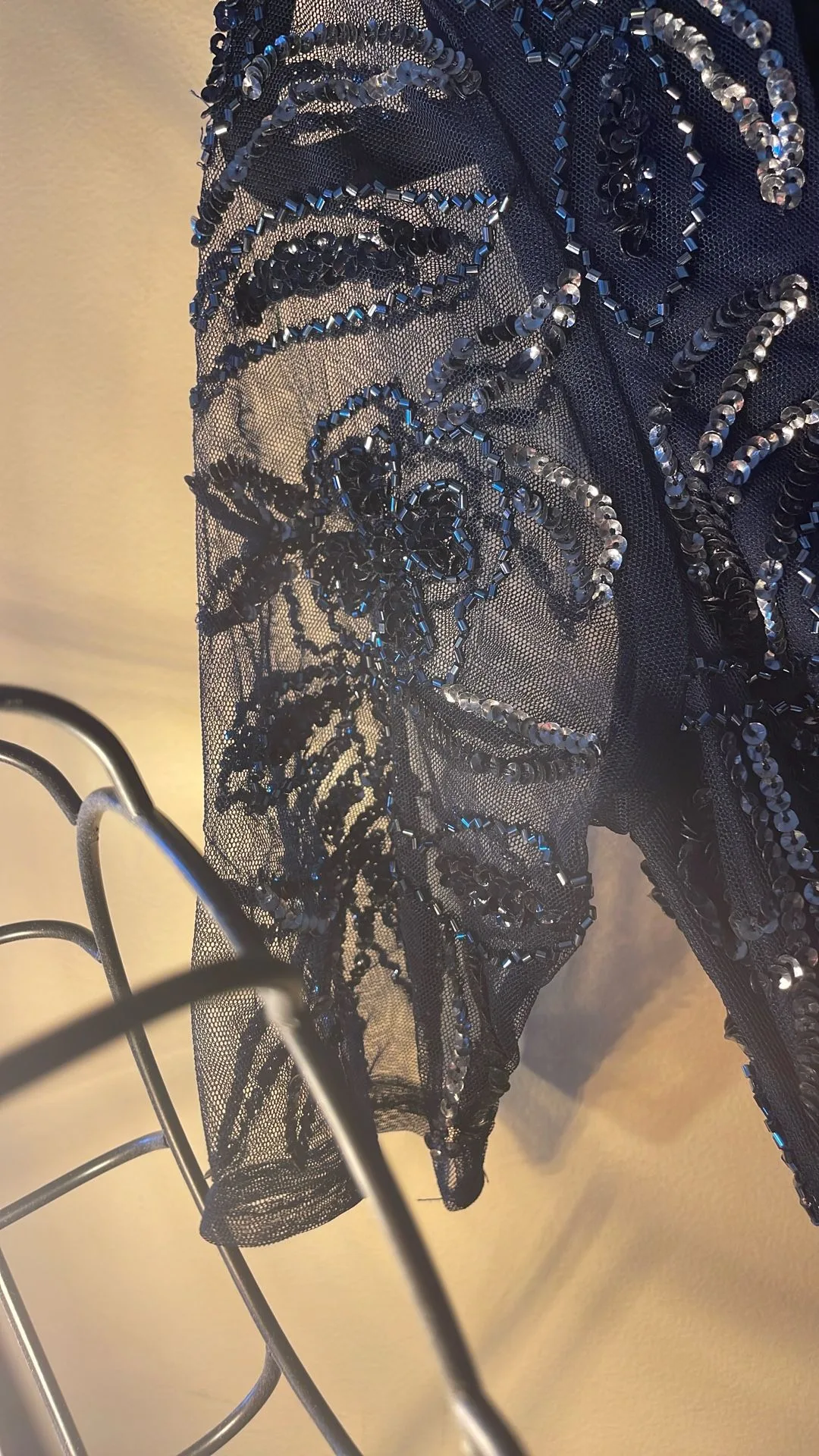 Adriana Papell Navy Beaded Tafita Gown size 2 image indicator(6)