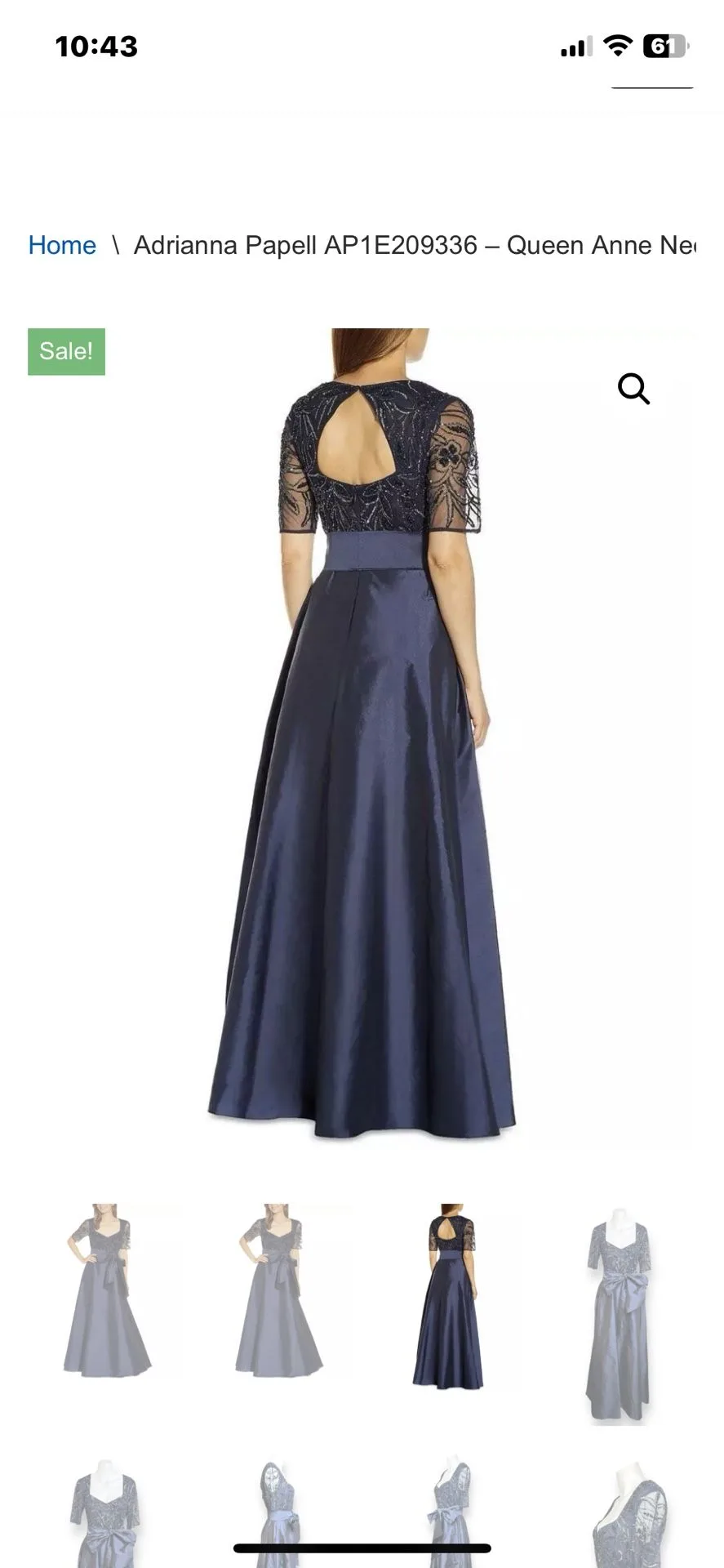 Adriana Papell Navy Beaded Tafita Gown size 2 image indicator(9)