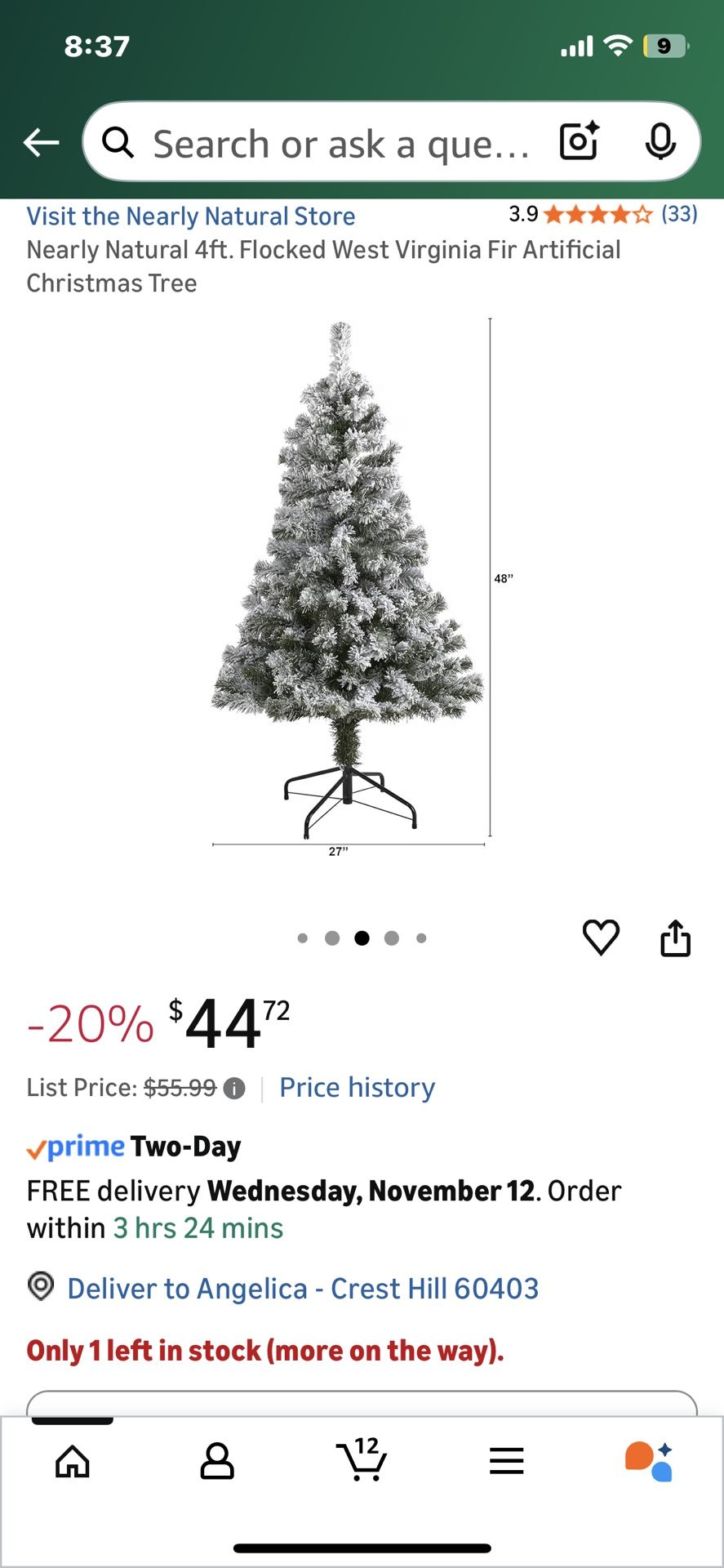 Flocked West Virginia Christmas tree with 210 tips - photo 3