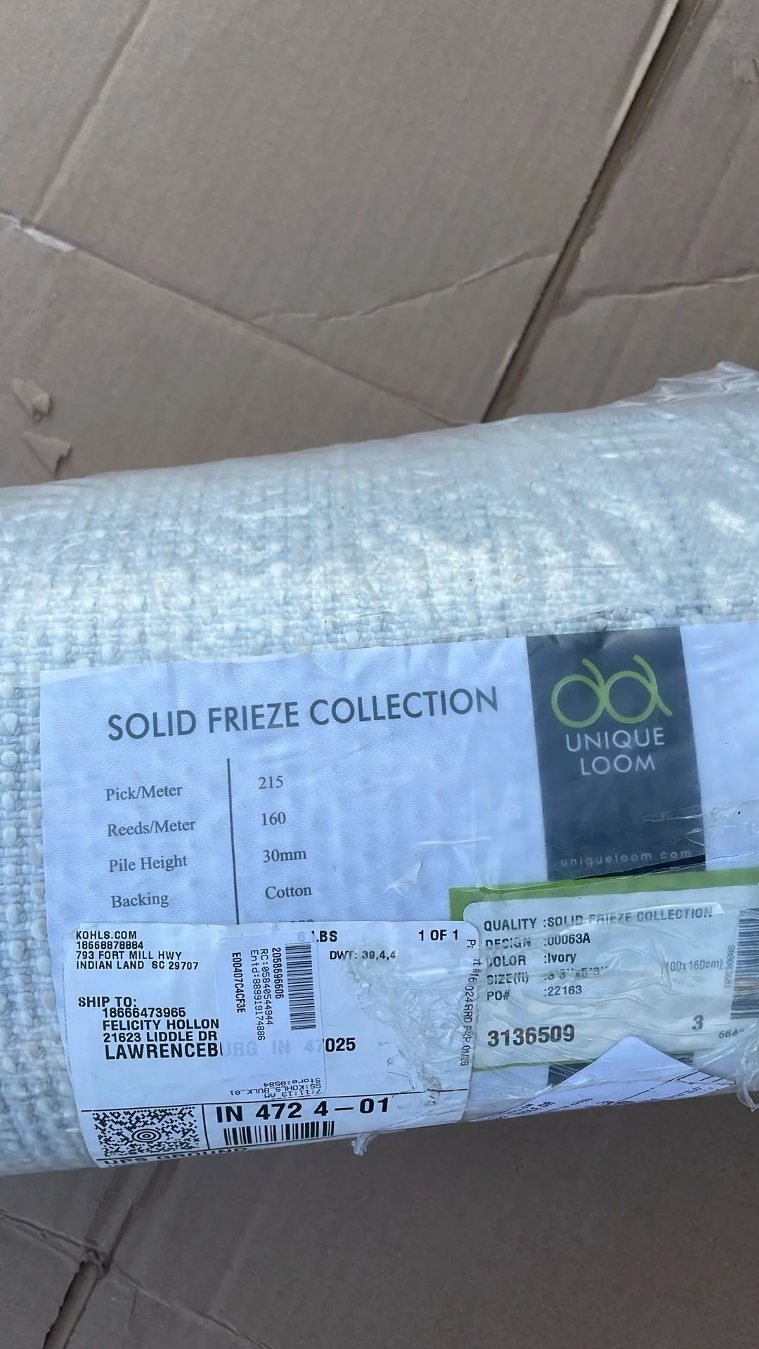 Unique Loom Frieze Collection Ivory 3’3” x 5’3” Rug thumbnail