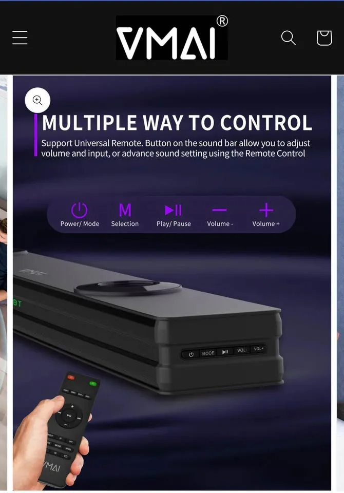 VMAI X-bar soundbar with built-in subwoofer image indicator(5)