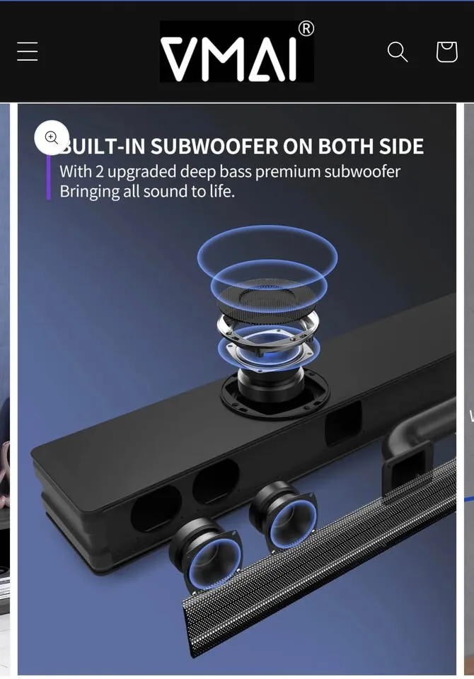 VMAI X-bar soundbar with built-in subwoofer image indicator(7)