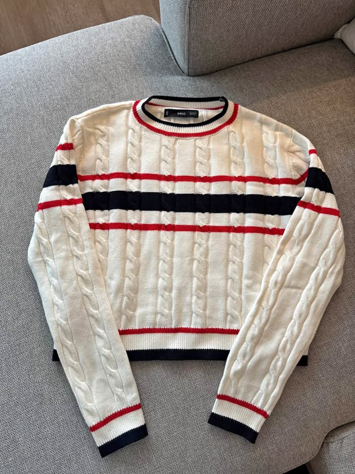 Mango Cable-Knit Striped Sweater – Size XS (fits like S)